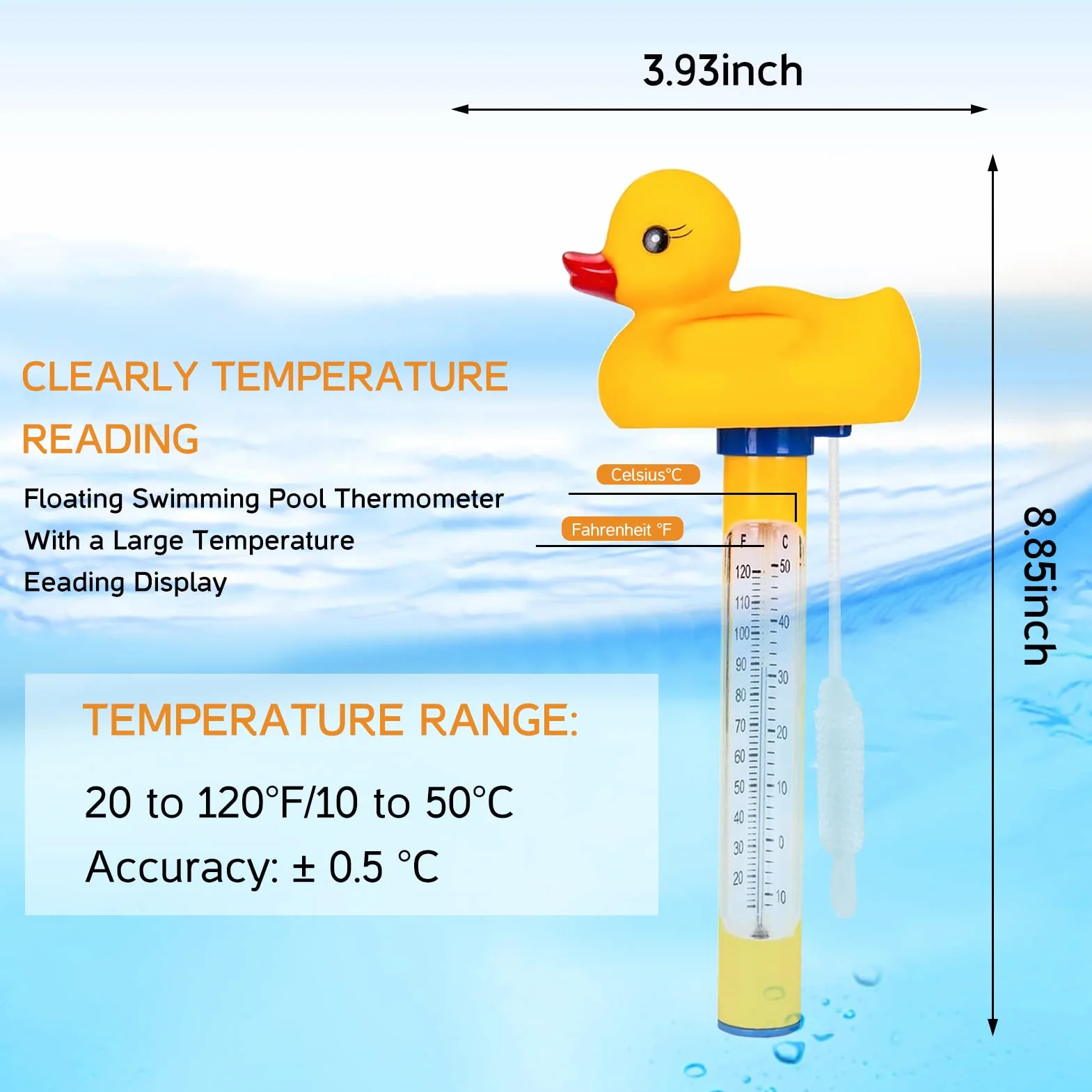 Termómetro flotante para piscina con cuerda, termómetro de temperatura de agua para piscinas, acuarios, estanques