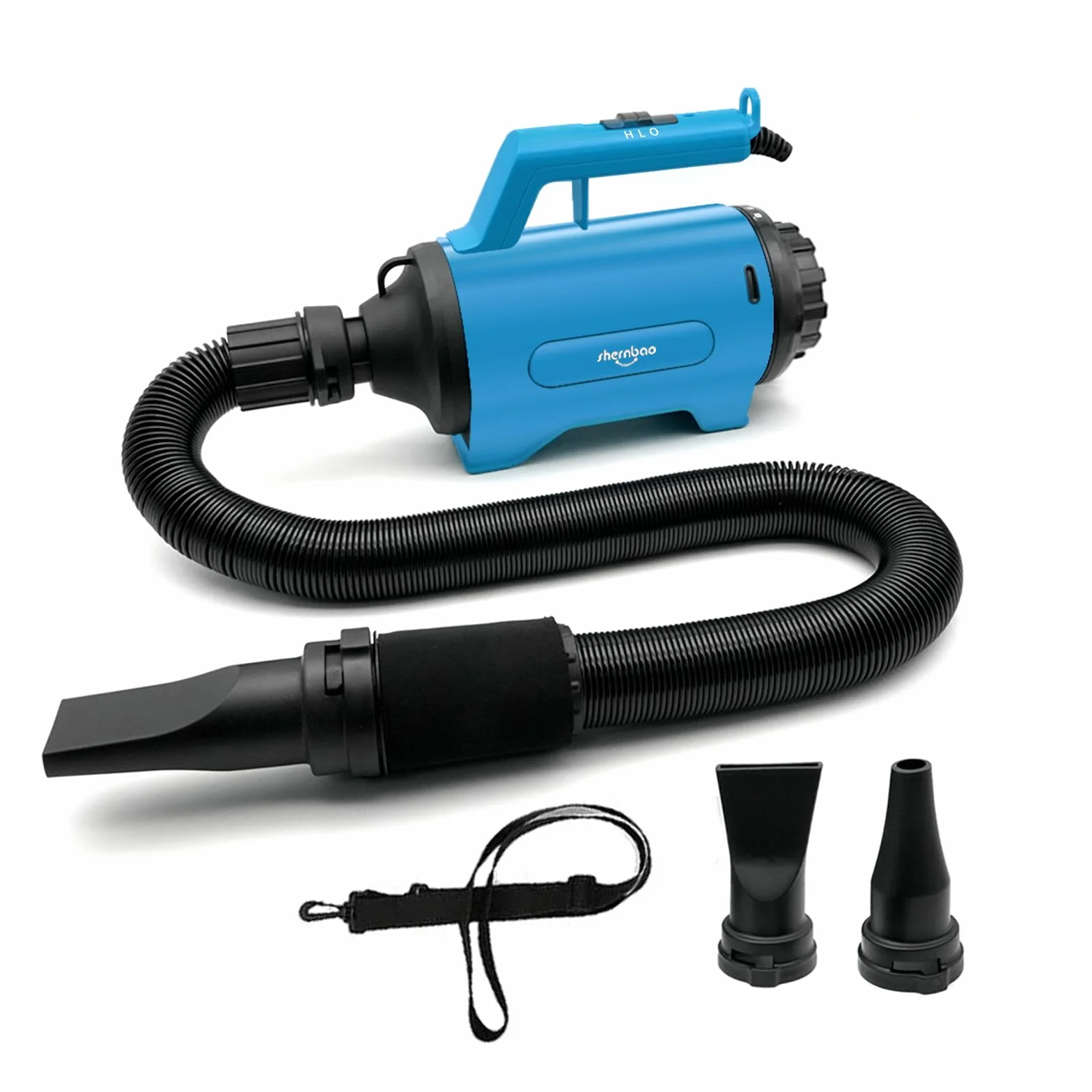 Soplador Eléctrico 1200W Profesional para Coche, Hogar y Jardín | Secador de Alta Potencia con Boquilla de Precisión | Elimina Polvo y Hojas en el Cuidado del Césped(Azul)