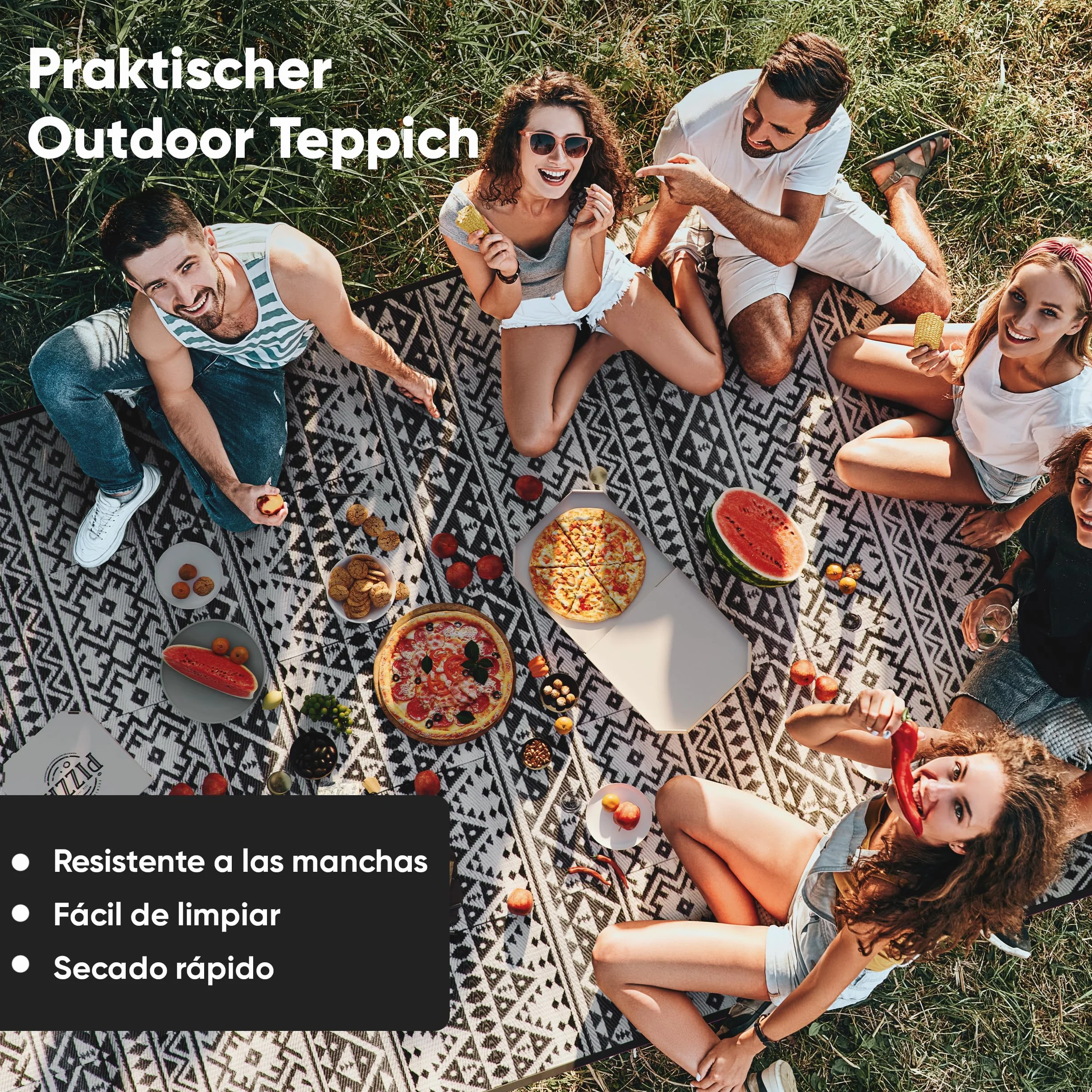 EVOCAMP Alfombra de Exterior 270x400 cm Resistente Intemperie Fibra Polipropileno