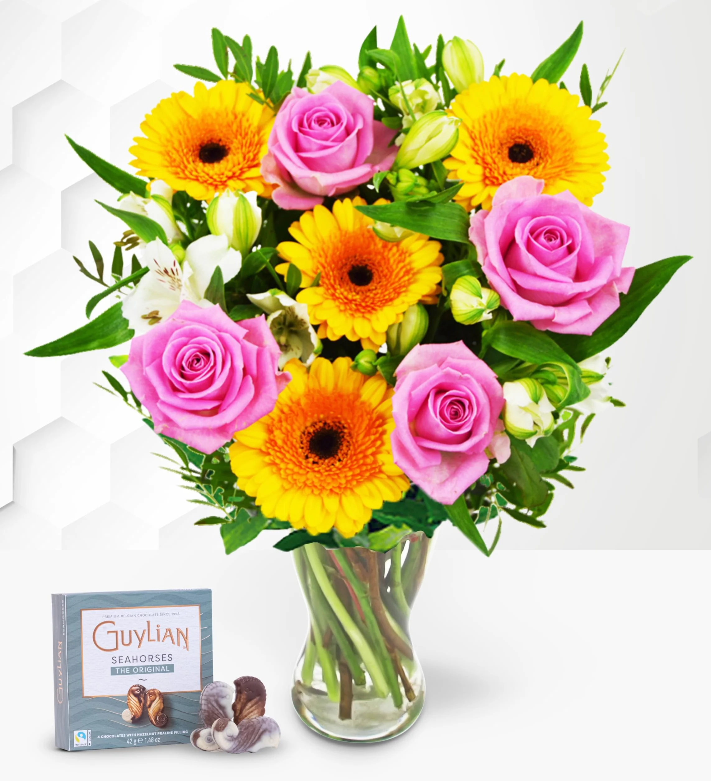 Ramo de Flores Frescas con Chocolates para Cumpleaños