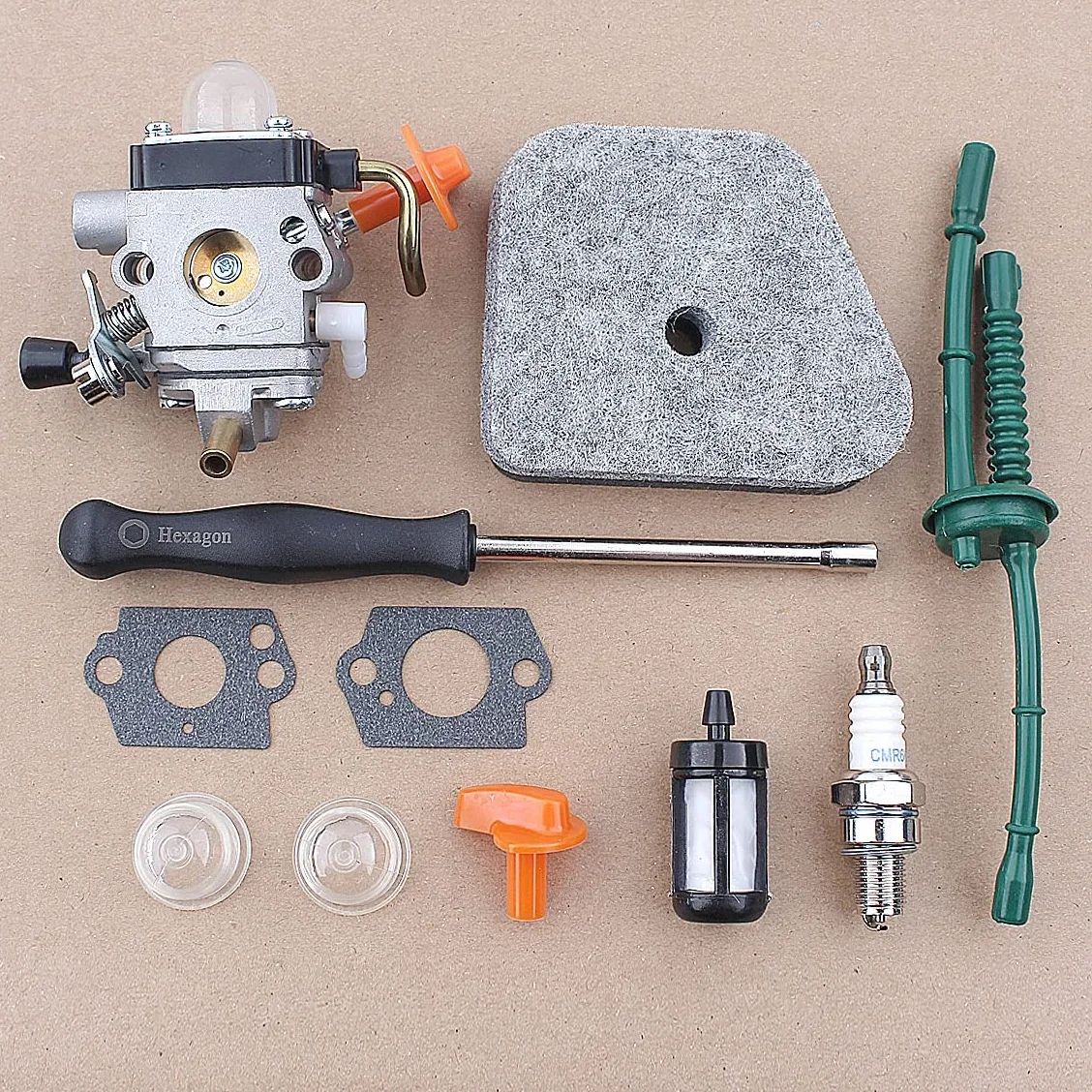 Herramientas de jardinería Filtro de combustible de aire de carburador para Stihl FS87 FS87R FS90 FS90K FS90R FS100 FS110 Trimmer 41801200610, 41801200611W herramienta de ajuste