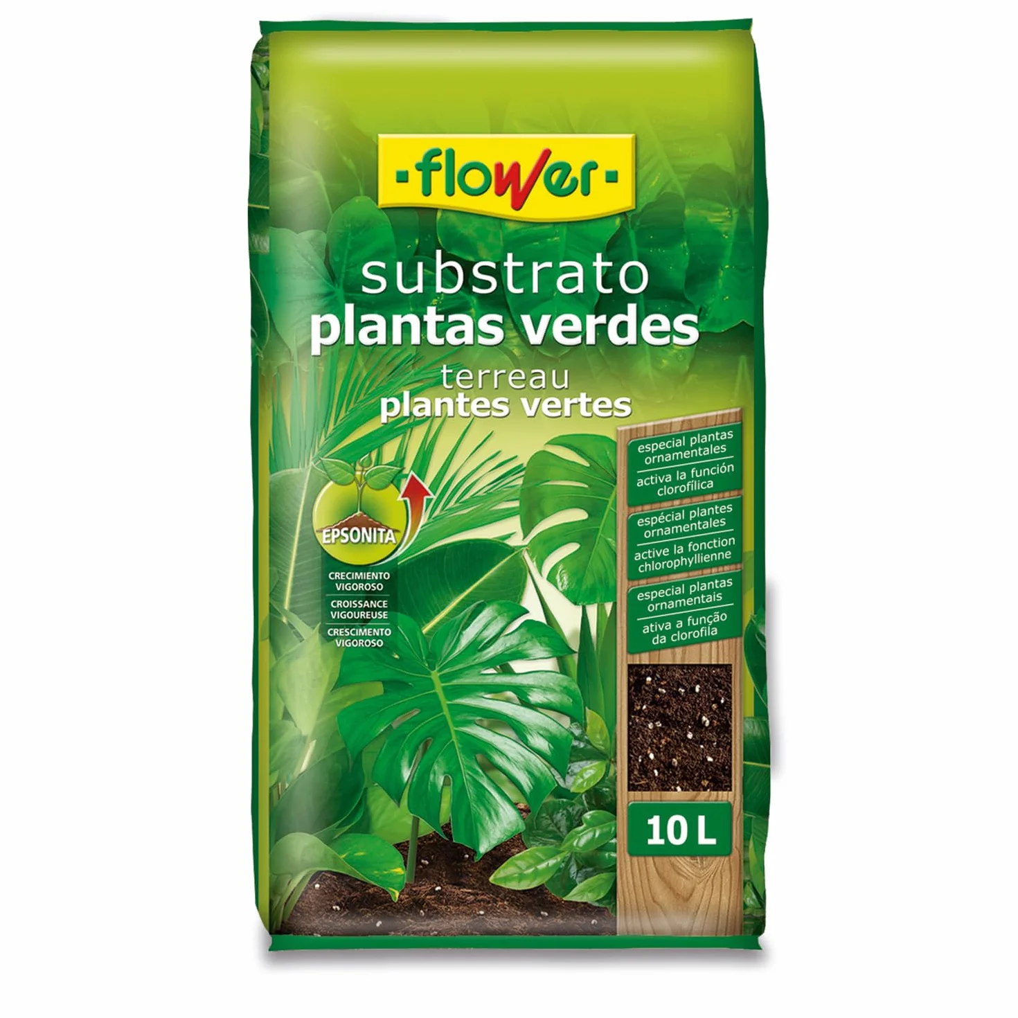 Sustrato Plantas Verdes 10 L con Perlita, Magnesio y Compost Vegetal para Interior y Exterior
