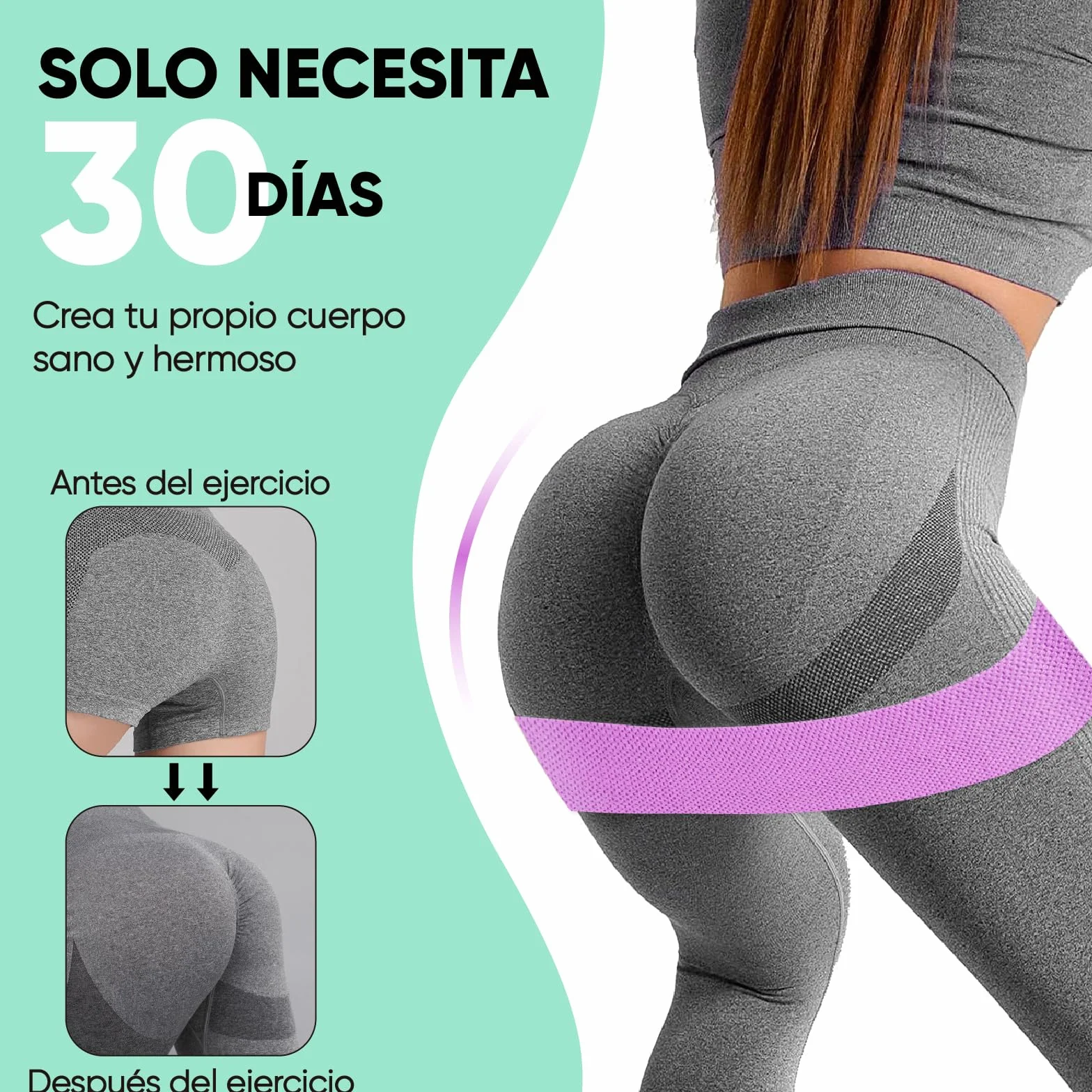 Suright Bandas Elasticas Musculacion Antideslizantes de Tela 3 Niveles para Gluteos, Cadera, Piernas