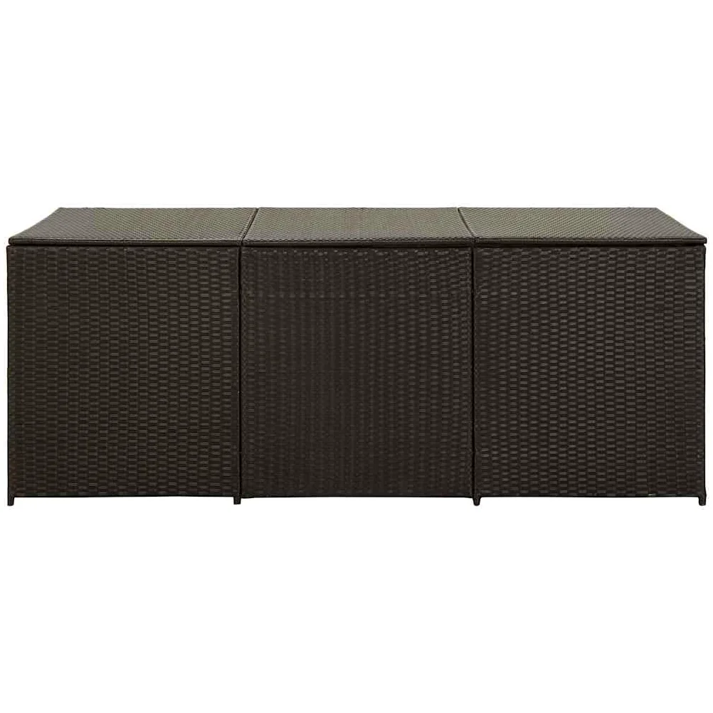 Baúl de almacenaje de polirratán 180 x 90 x 70 cm, color marrón, con tapa y muelle de gas para cojines de muebles de jardín, cojines y accesorios