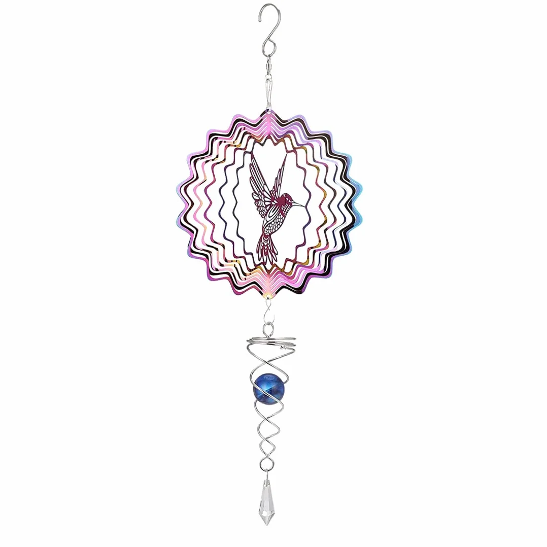 Hejo Carrillon de Viento, 3D Hilandero de Viento, 360 Grados Carillón de Viento Giratorio con Colores Brillantes, Carillón de Viento de Metal con Gancho para Casa, Jardín, Ventana, Exterior