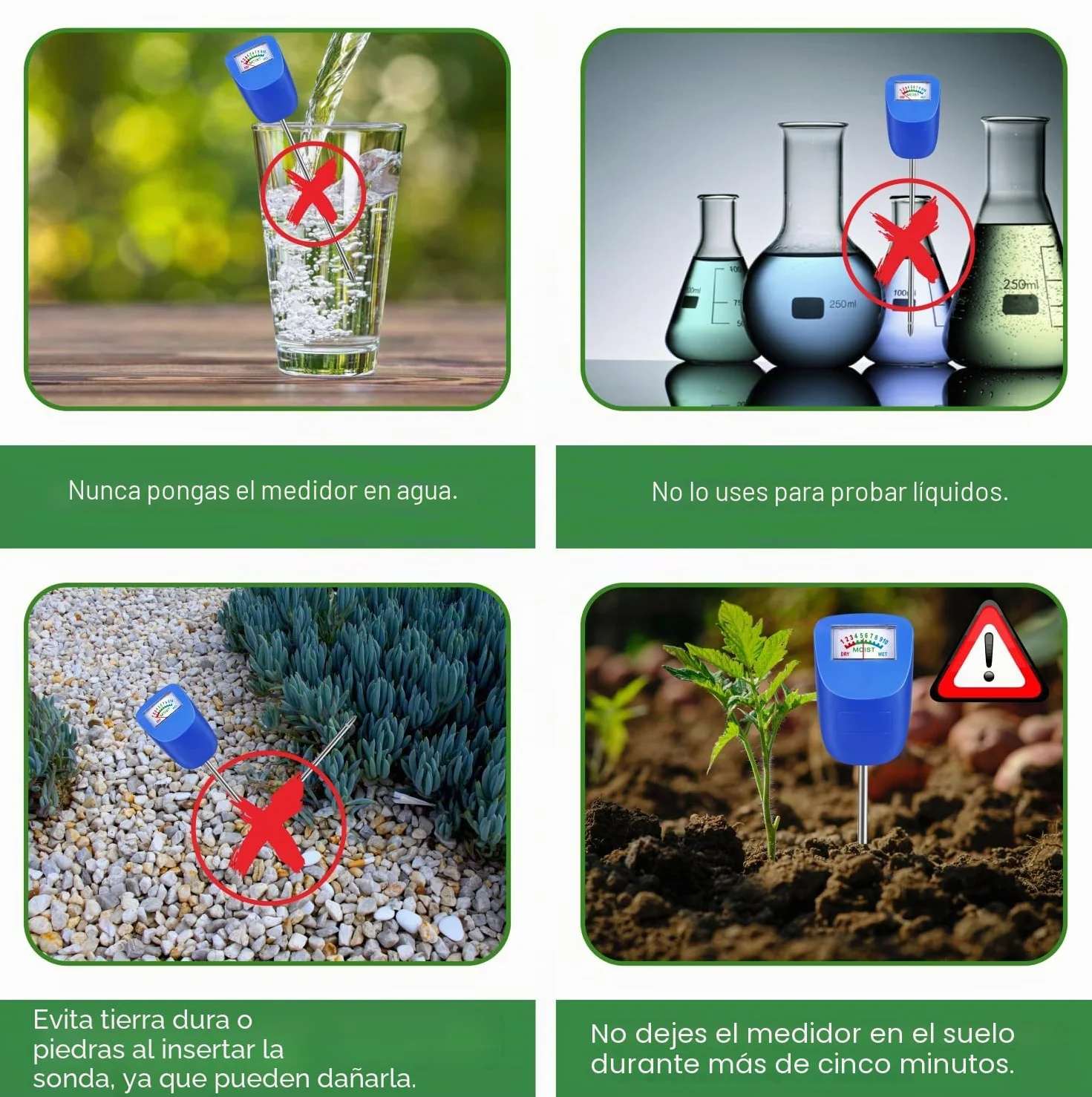 XLUX Medidor de suelo para plantas, sensor de humedad, monitor de agua, paquete de 2