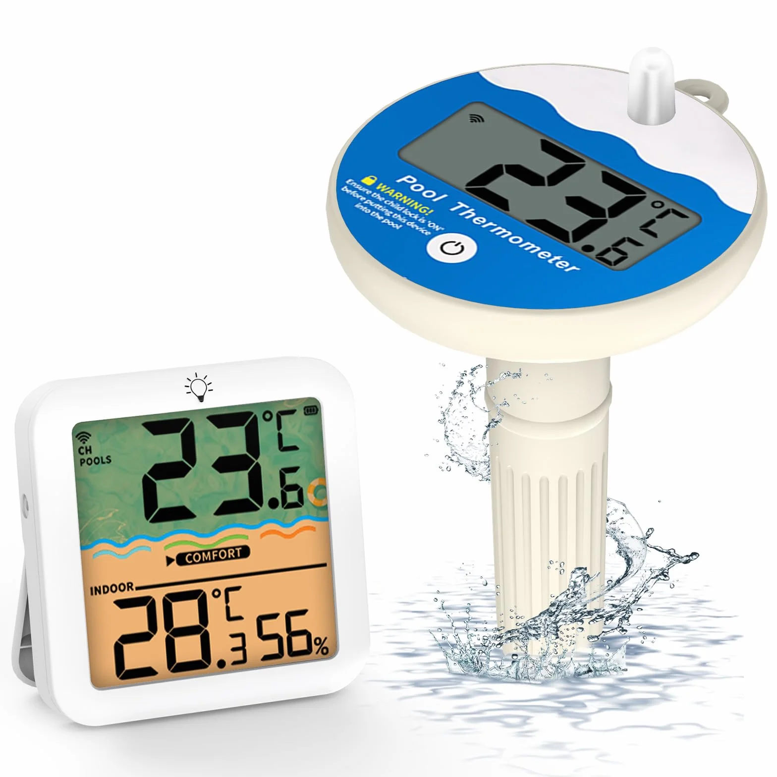 Termómetro Flotante para Piscina IP68 Impermeable Inalámbrico Bajo Consumo Alcance 100m