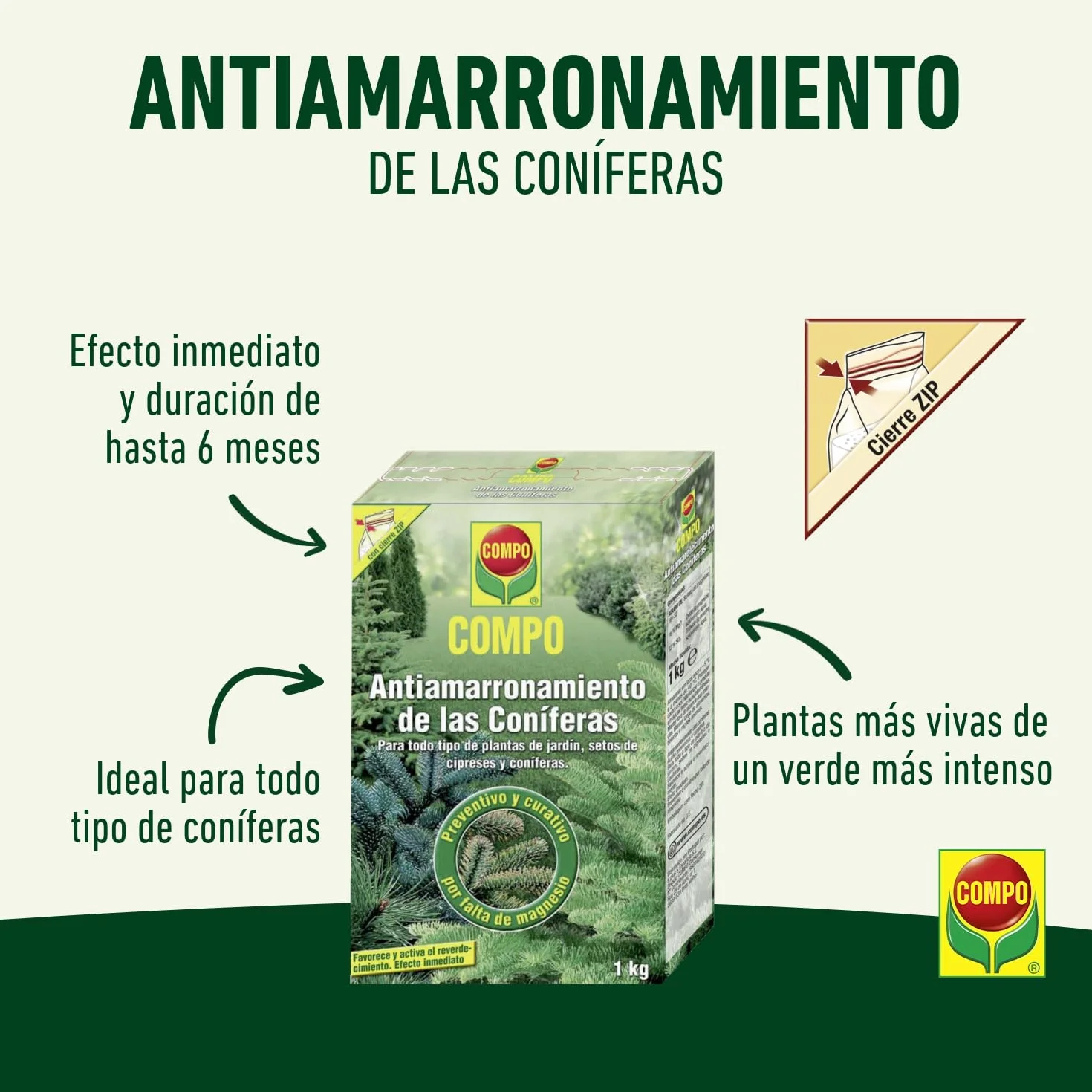 COMPO Antiamarronamiento coníferas larga duración 1 kg