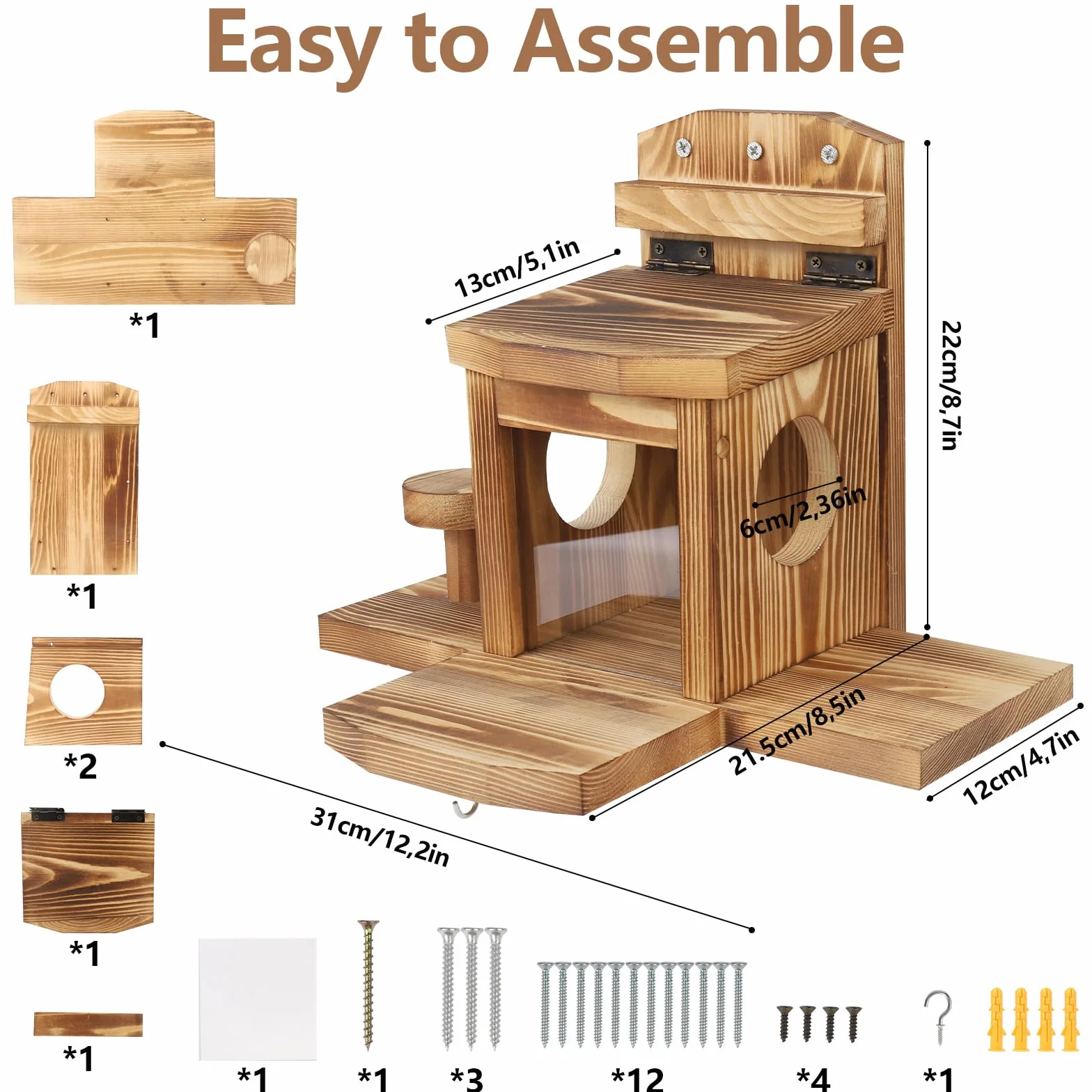 Comedero para Ardillas Madera Diealles Shine Resistente a la Intemperie Exterior Jardín