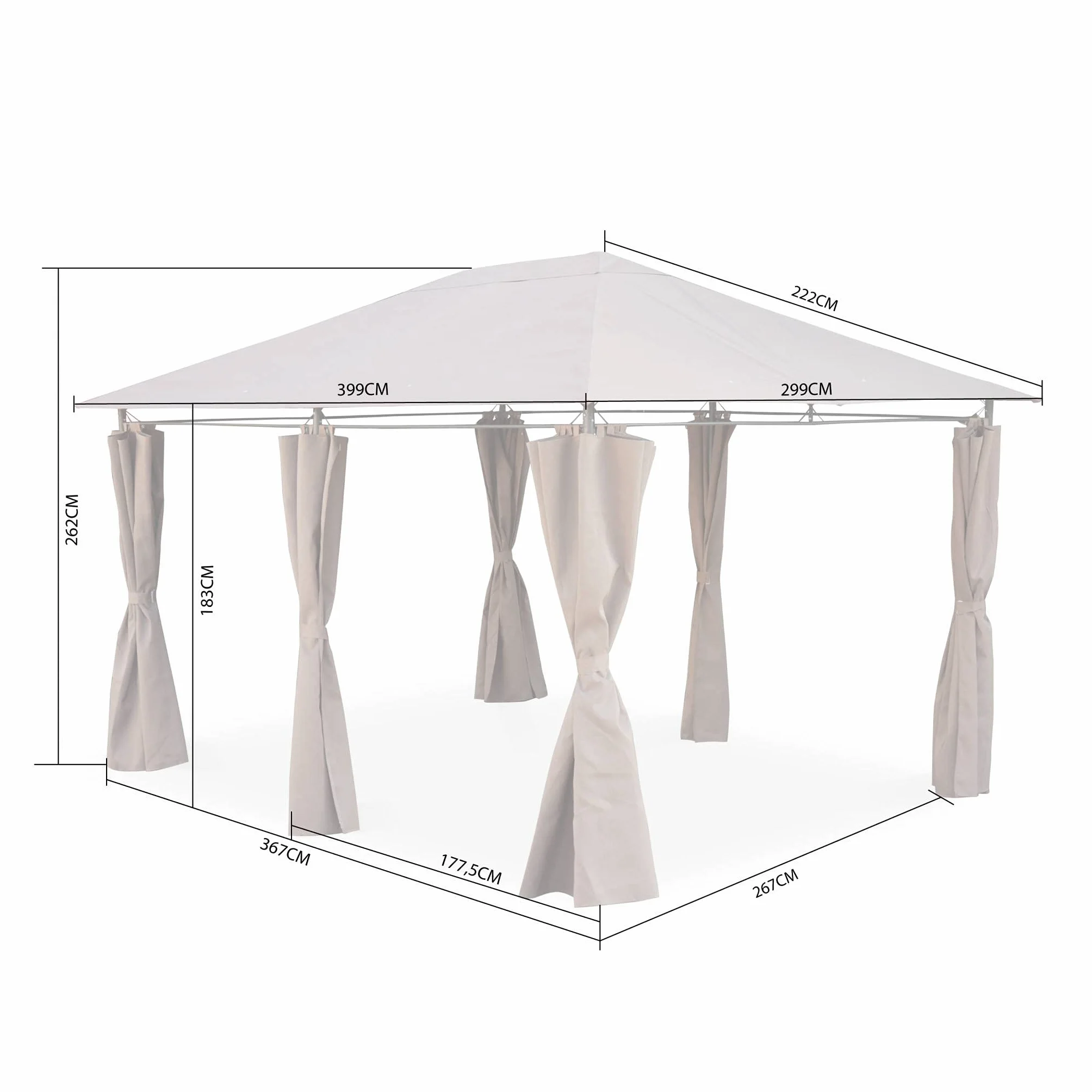 Pérgola con Cortinas 3x4m Divio Gris 367x267x262 cm Alice's Garden sweeek