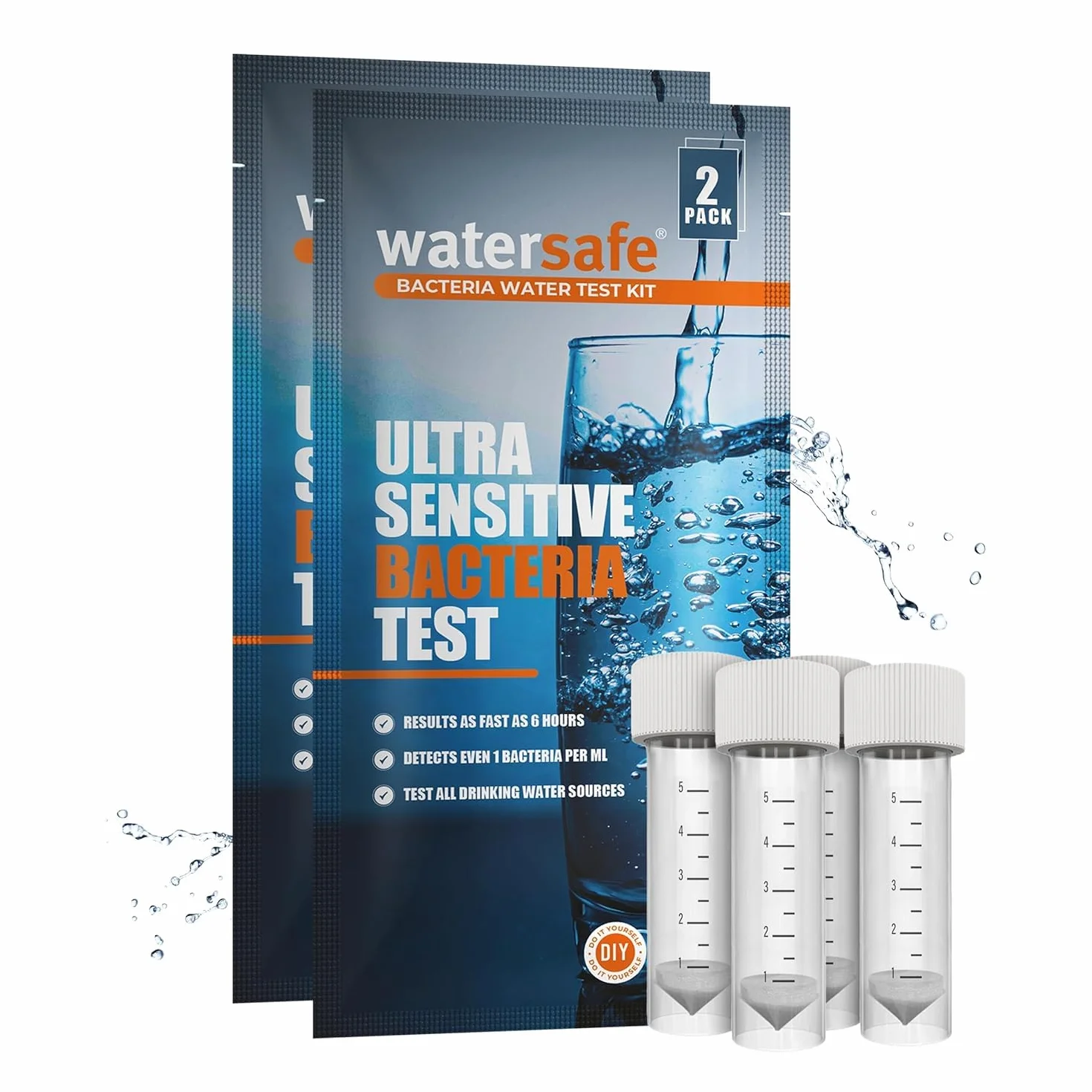 Watersafe® Kit de prueba de agua de bacterias, fabricado en Estados Unidos, resultados tan rápidos como 6 horas, detecta bacterias coliformes (Inc. E. coli) y no coliformes en agua potable, de pozo y