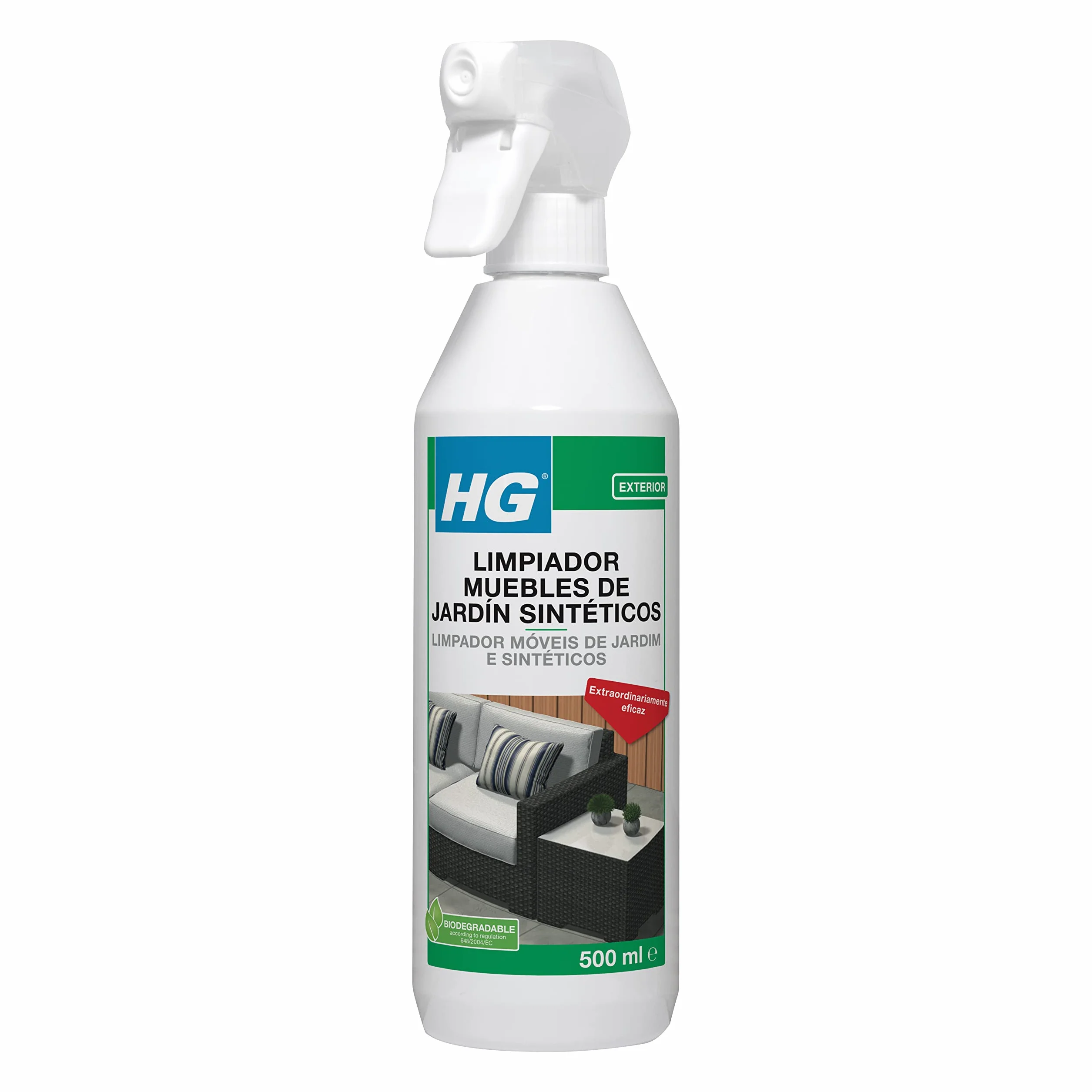 HG Limpiador Muebles de Jardín Sintéticos, Spray Limpiador Exteriores, Quita Manchas, 500ml
