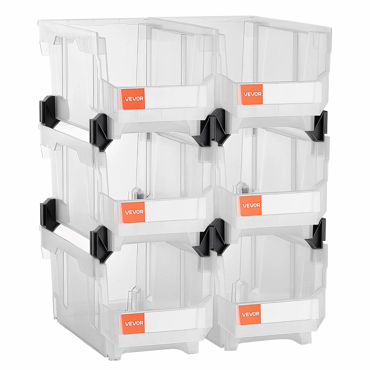 VEVOR Cajas Apilables 377 x 215 x 180 mm Transparentes Almacenamiento