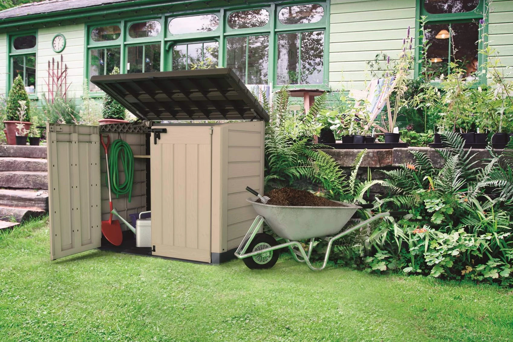 Keter Sio Max Cobertizo de jardín 1200L 145.5 x 125 x 82 cm Topo Beige