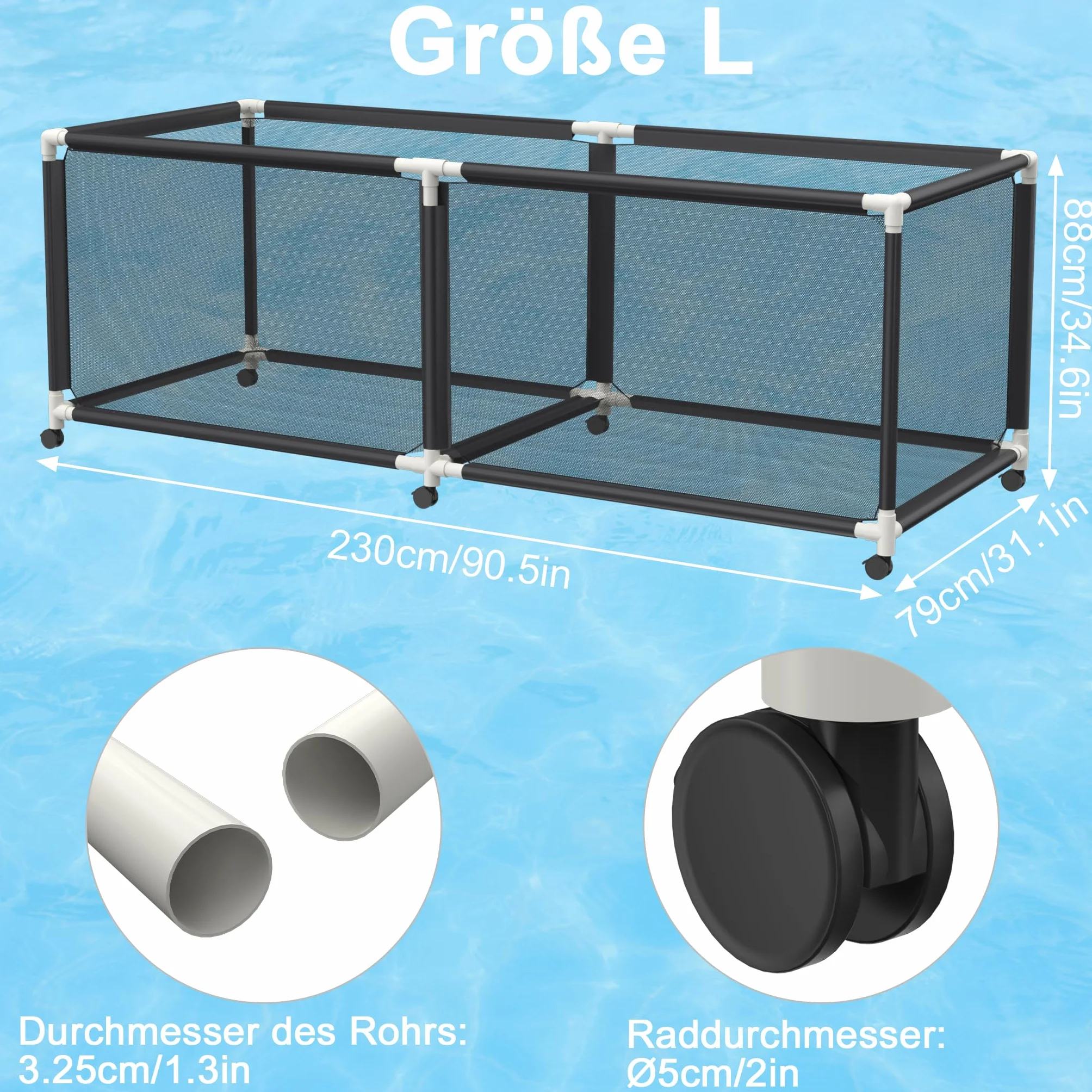 Froadp Caja de almacenamiento para piscinas 230 x 79 cm organizador de malla