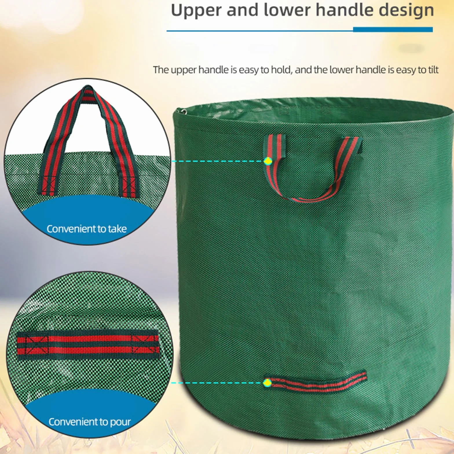 Bolsas y guantes de jardín, almacenamiento de residuos y bolsa de recogida de césped, soporte plegable para bolsas de basura, bolsas de herramientas para residuos de jardín, hojas de hierba, ideal