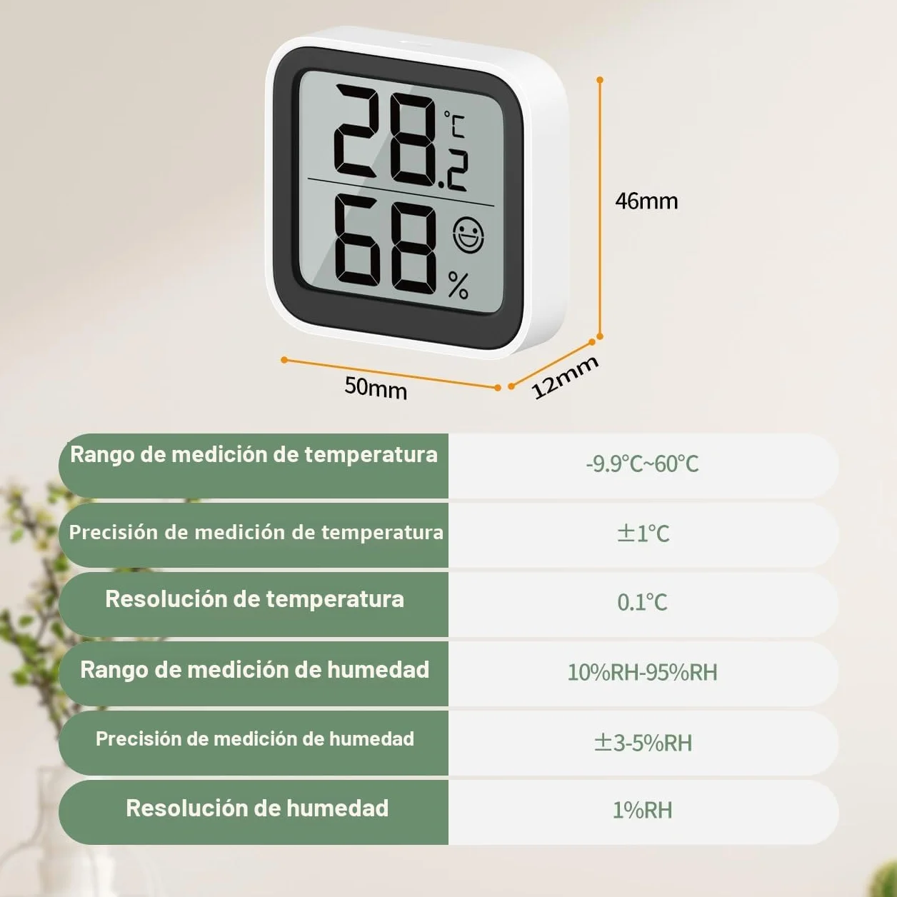 NOKLEAD Termómetro Higrómetro Interior Monitor Temperatura Ambiente Indicador Comodidad Negro 5cm