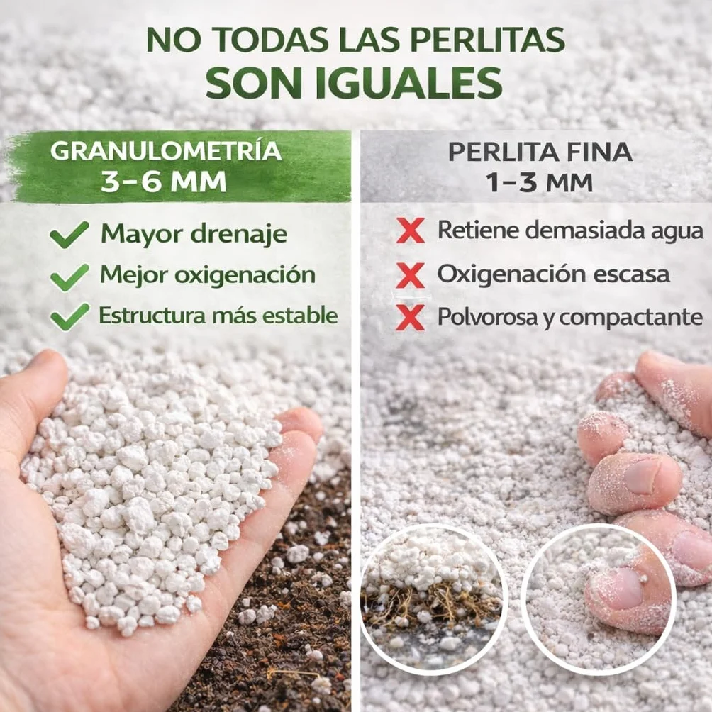 Fertigoo® Perlita 25L Granulometría Gruesa 3-6mm Baja Polvosidad Alta Aireación y Drenaje