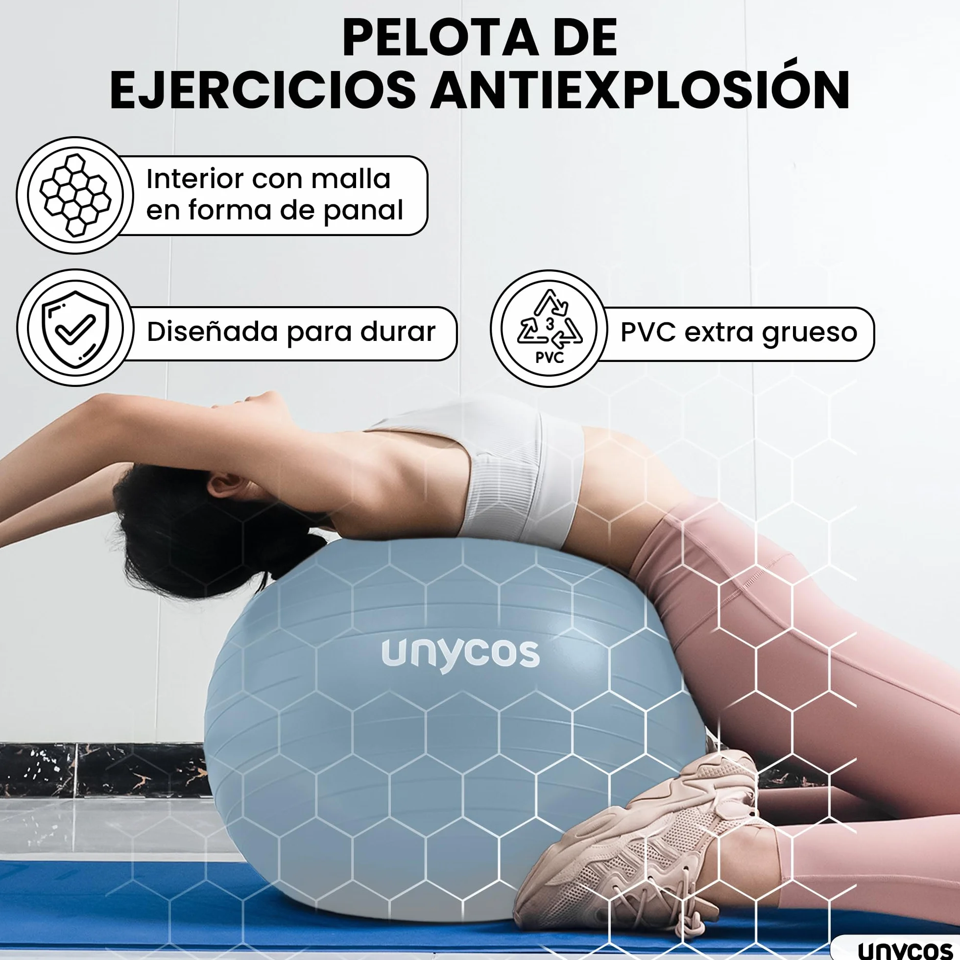 Pelota de Pilates Fitball Antideslizante Anti-Burst 55cm 65cm 75cm PVC Extra Grueso 300 kg