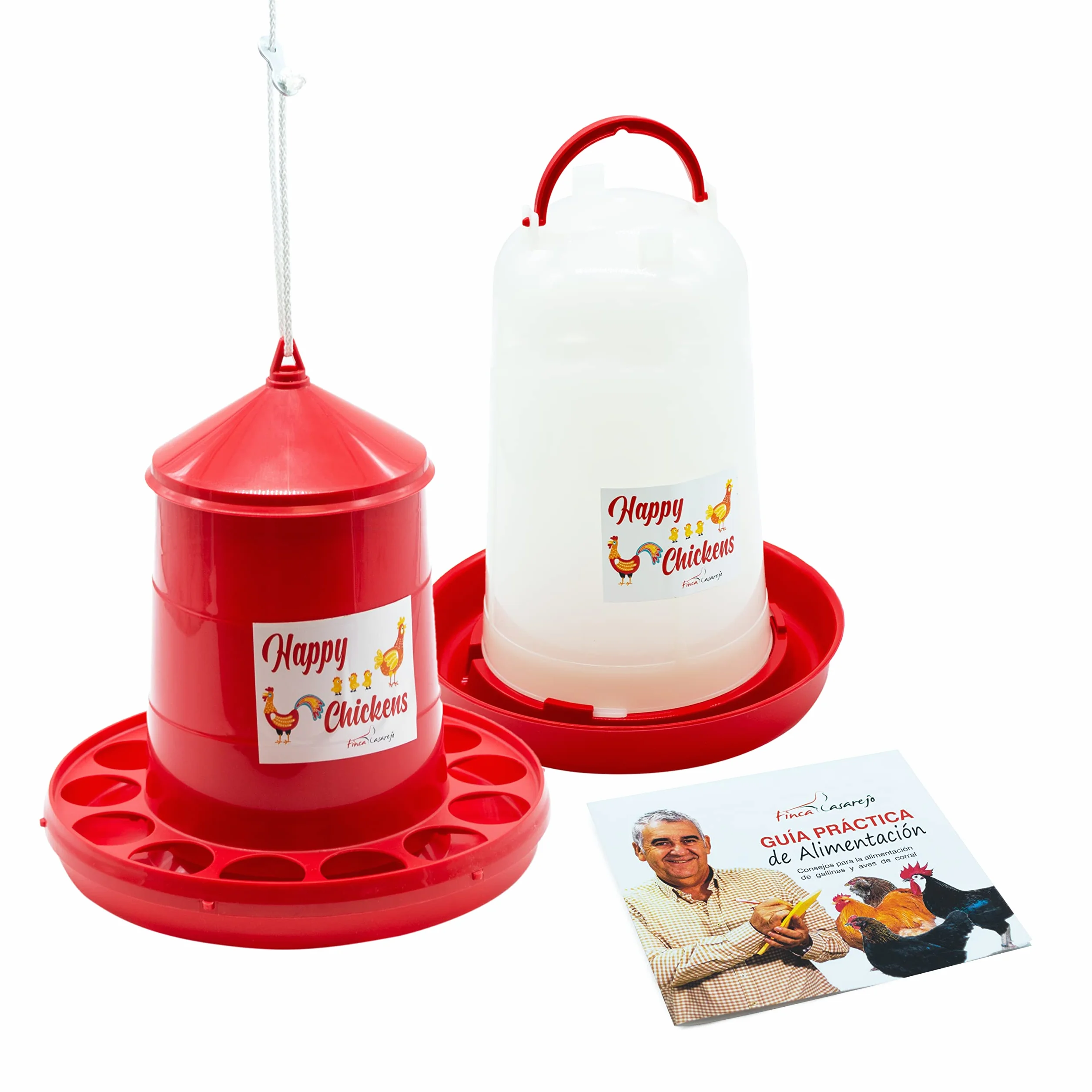 Happy Chickens Pack Comedero y Bebedero para Gallinas 12kg 10L Plástico Resistente
