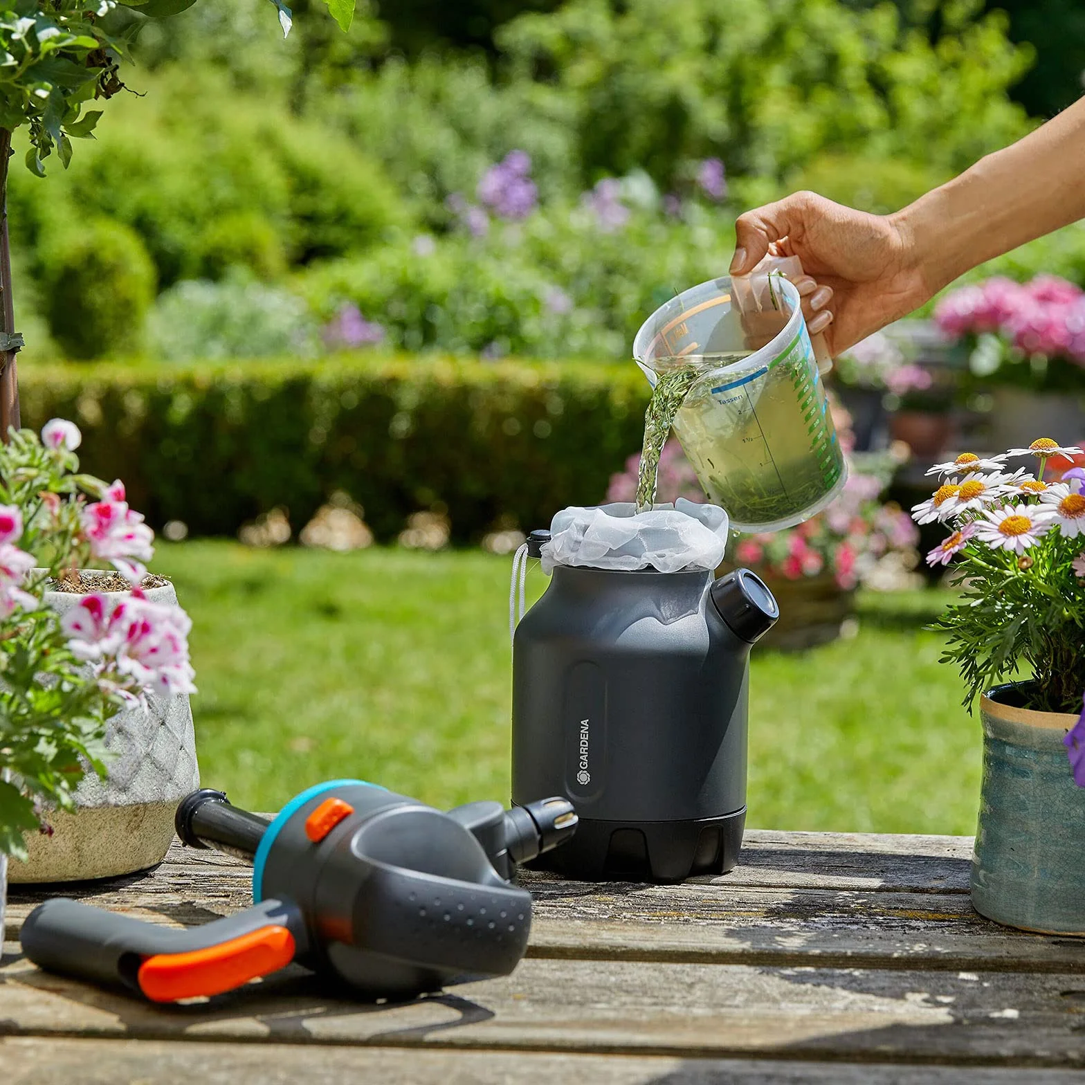 Gardena Pulverizador a presión, Turquesa, Negro, Gris, Naranja, 1,25 l