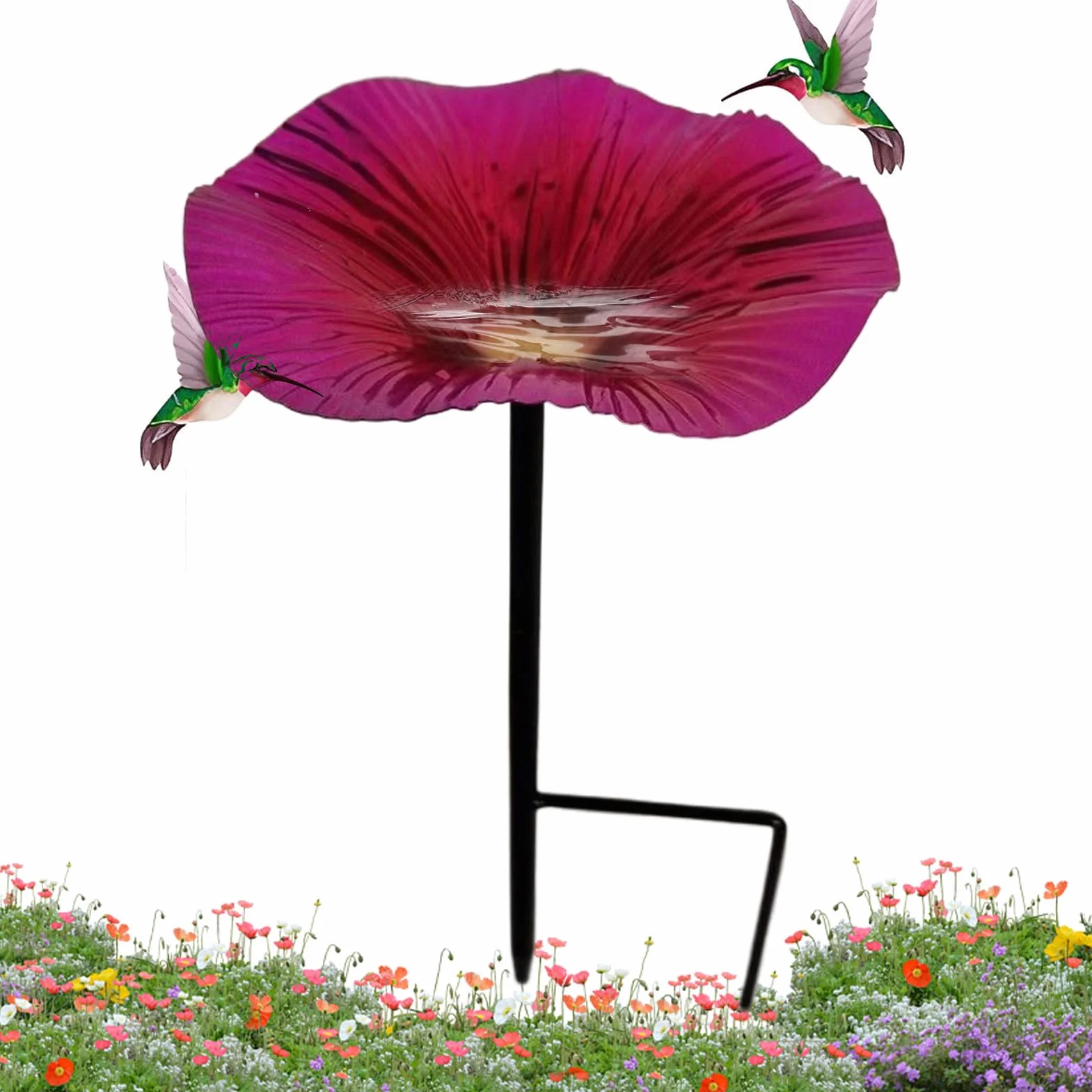 Soporte para Pájaros de Agua con Poste para Exterior Decoración Jardín Forma Flor
