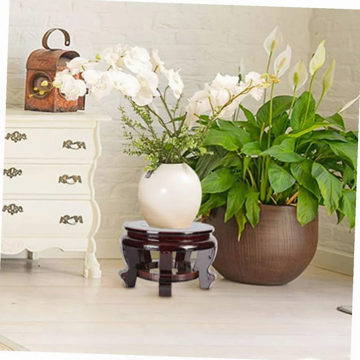 Yardwe Soporte Base Puntos para de Maciza Apoyo Madera de Macetas o y Estables , Redonda Adecuado para Plantas Sala Entrada