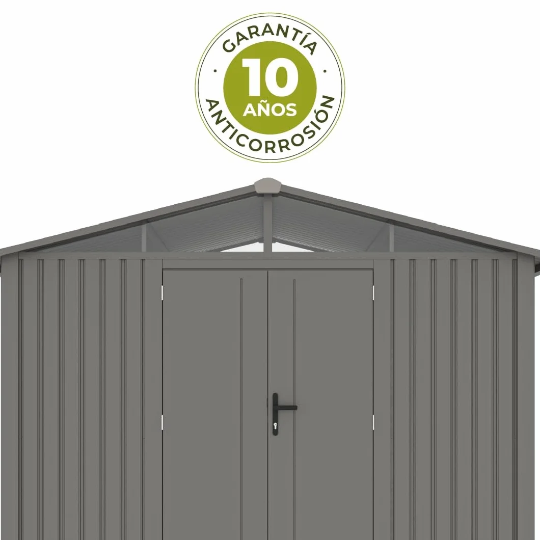 Gardiun Caseta Metálica Grunewald 7 m2 Exterior 304x232x228 cm Acero Ventana Lateral Puerta Doble 106x178 cm