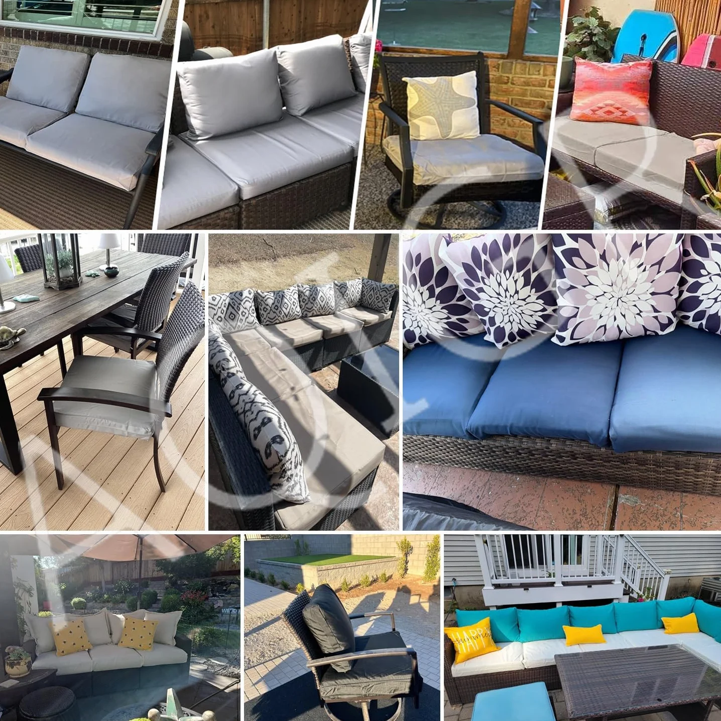 Waterproof Outdoor Sofa Seat Cushion Cover 50x50 60x60 150x45 Patio Cushions Cover for Garden Rattan Furniture