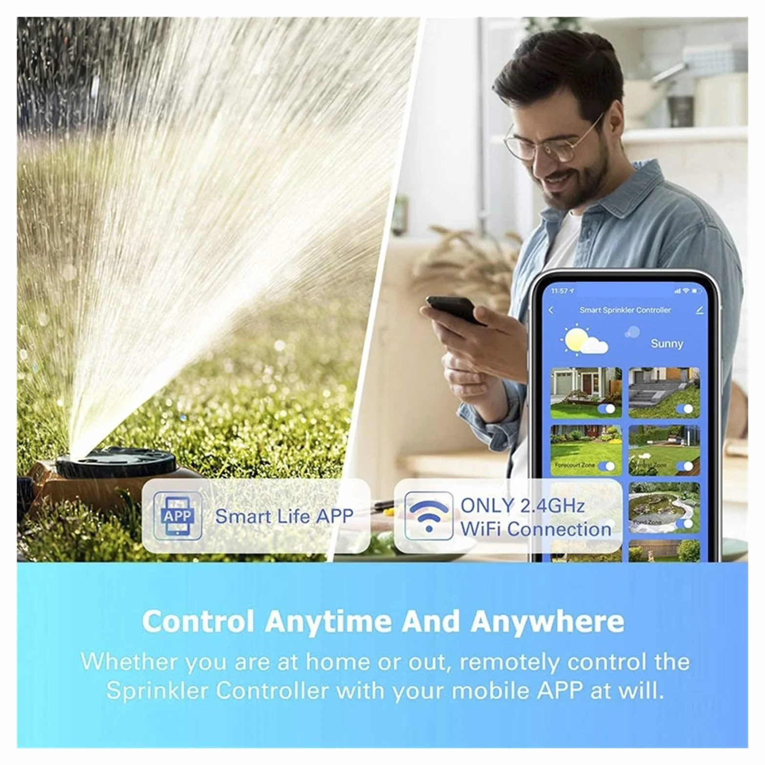 Controlador De Riego Jardín Inteligente WIFI, Válvula Solenoide Agua, Sistema , Temporizador ConservacióN Del Agua(0.85 Inch Valve)