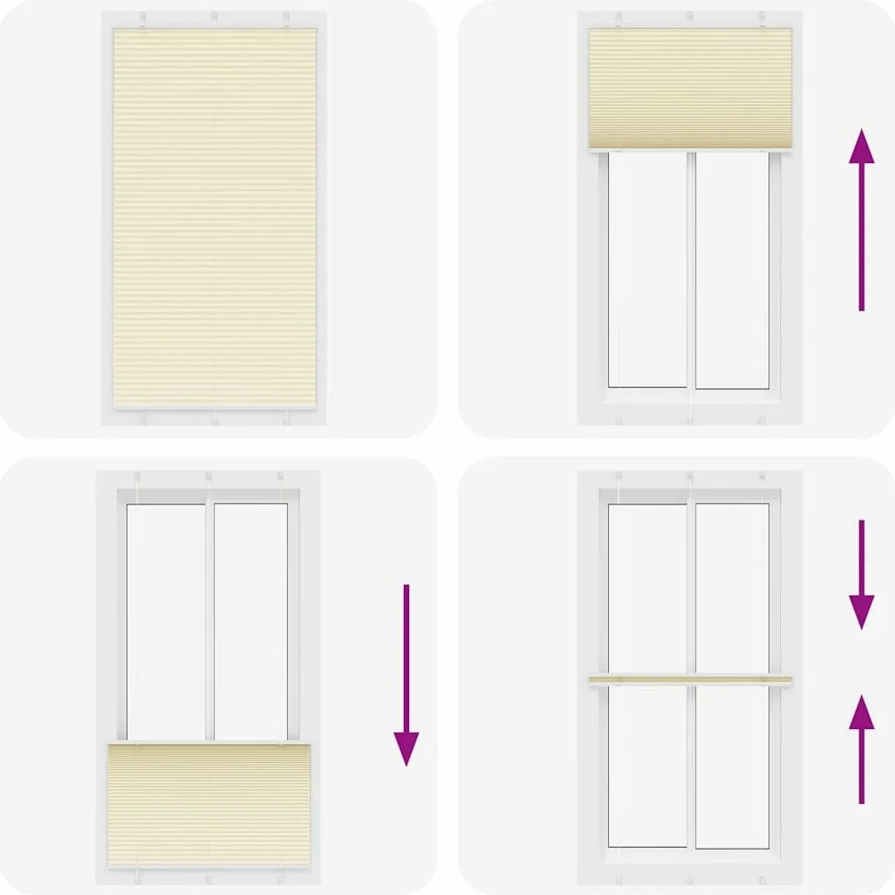 Estor plisado crema 110 x 200 cm, protección visual sin agujeros, 100% poliéster, protección solar para ventanas, balcón, baño y oficina