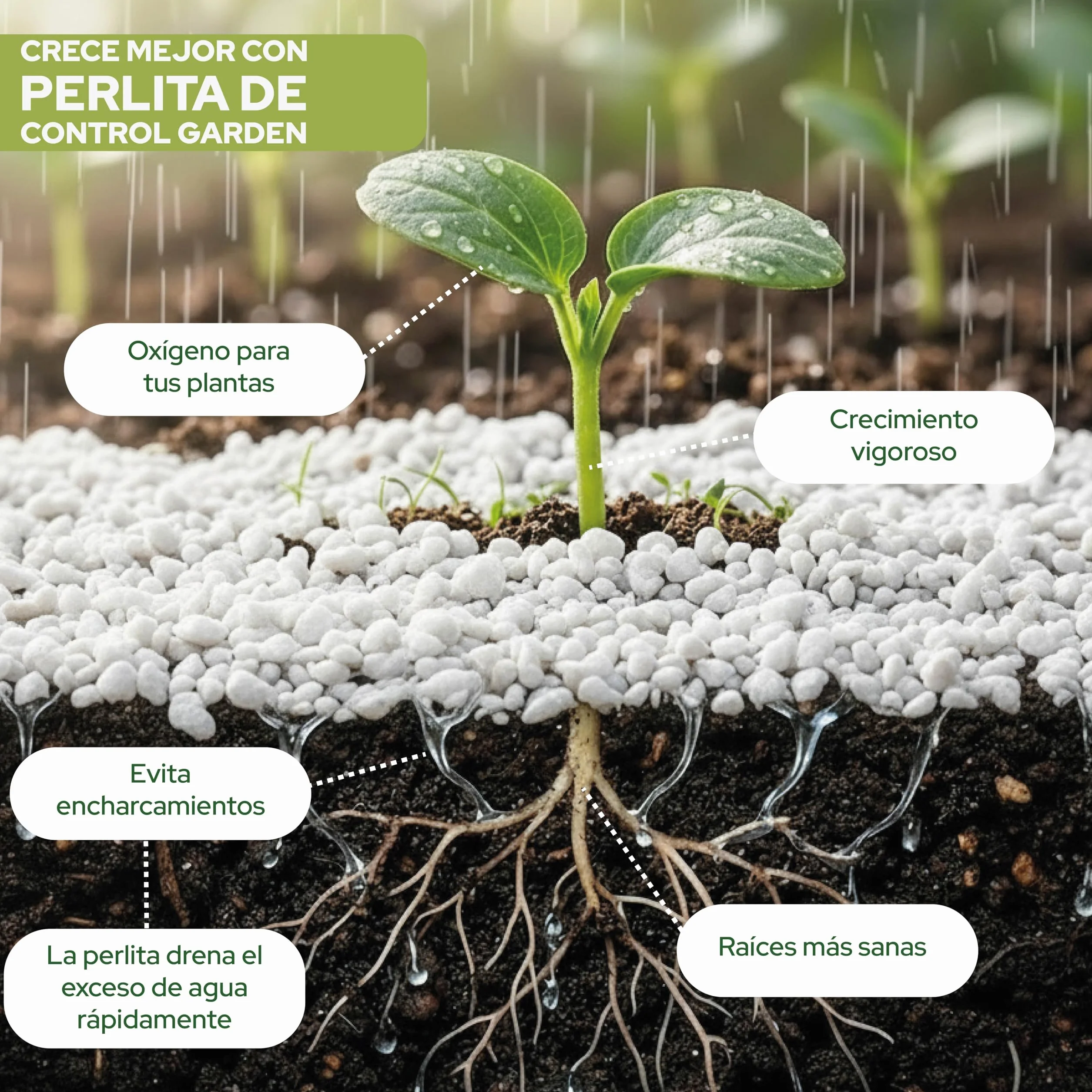 Perlita 10L Sustrato Natural para Plantas y Cultivos Interior Exterior