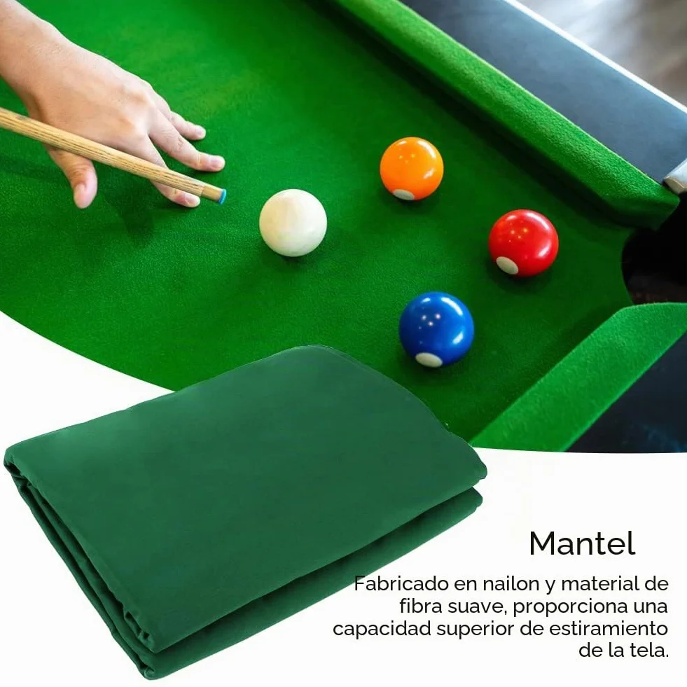 Paño Profesional para Mesa de Billar de 2,5 m - Verde - Accesorio de Billar