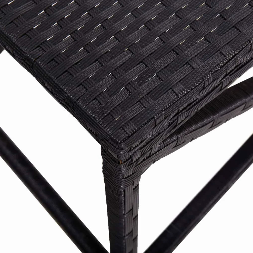 Banco de jardín de 120 cm de ratán sintético resistente a la intemperie en negro, ratán de polietileno impermeable, estructura de acero pulverizado, fácil de limpiar y estable para terraza