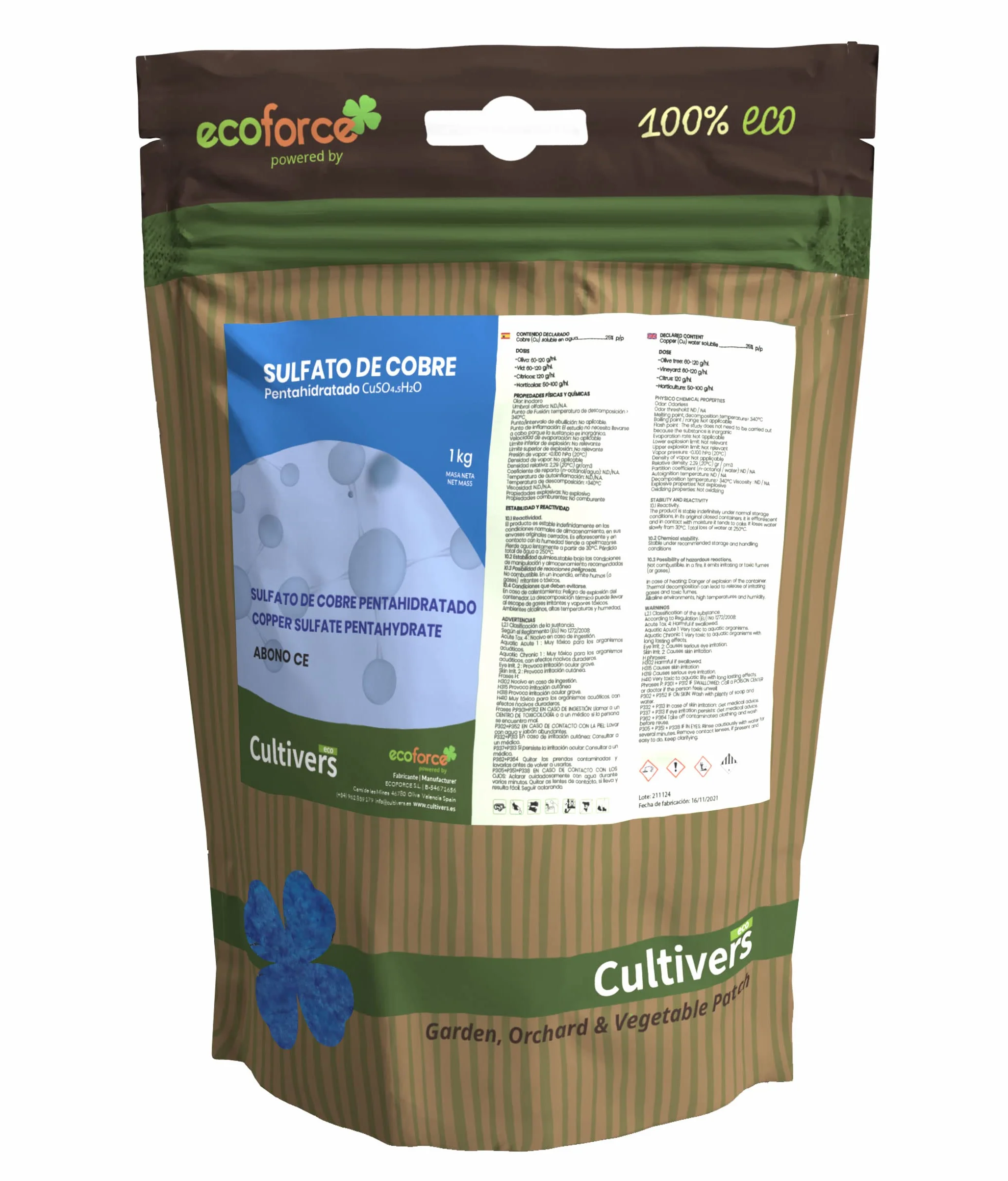 CULTIVERS Sulfato de Cobre 1 kg Polvo Mojable