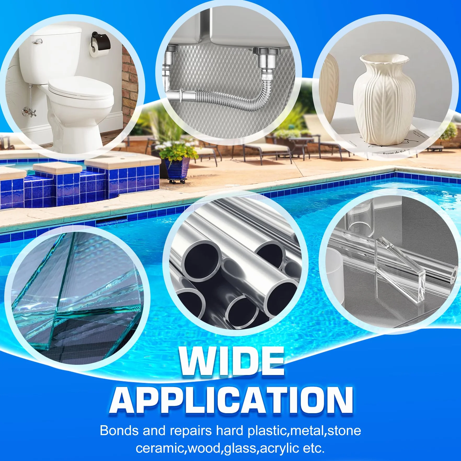 Masilla Epoxi 340g Reparación Piscina 2 Parte Subacuática Metal Baldosas Cerámica Vidrio Acrílico