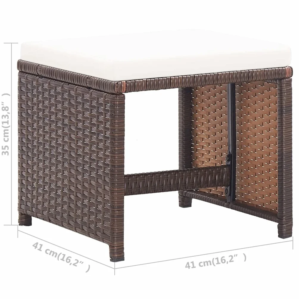 vidaXL 2 Taburetes de Jardín con Cojines Silla Exterior Ratán Sintético Marrón