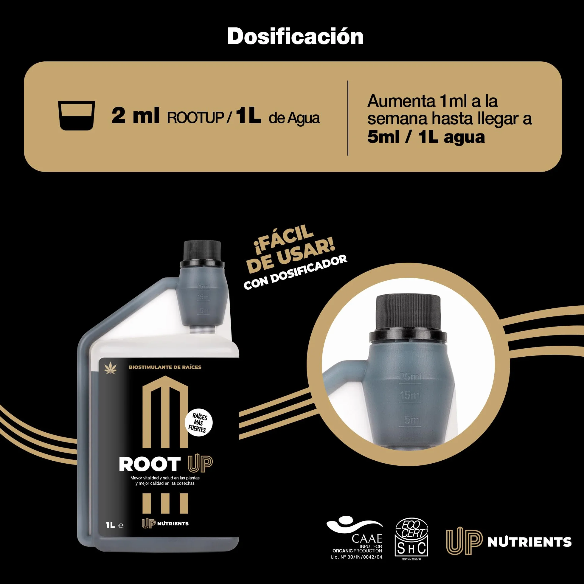 UP NUTRIENTS Bio Estimulador de Raíces ROOT UP 1 L Fertilizante Radicular Enraizante Orgánico