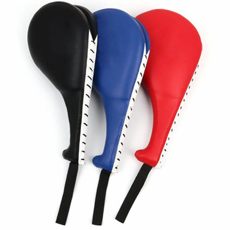 Manopla de mano de piel sintética para taekwondo, doble almohadilla, equipo de entrenamiento, rojo/azul/negro
