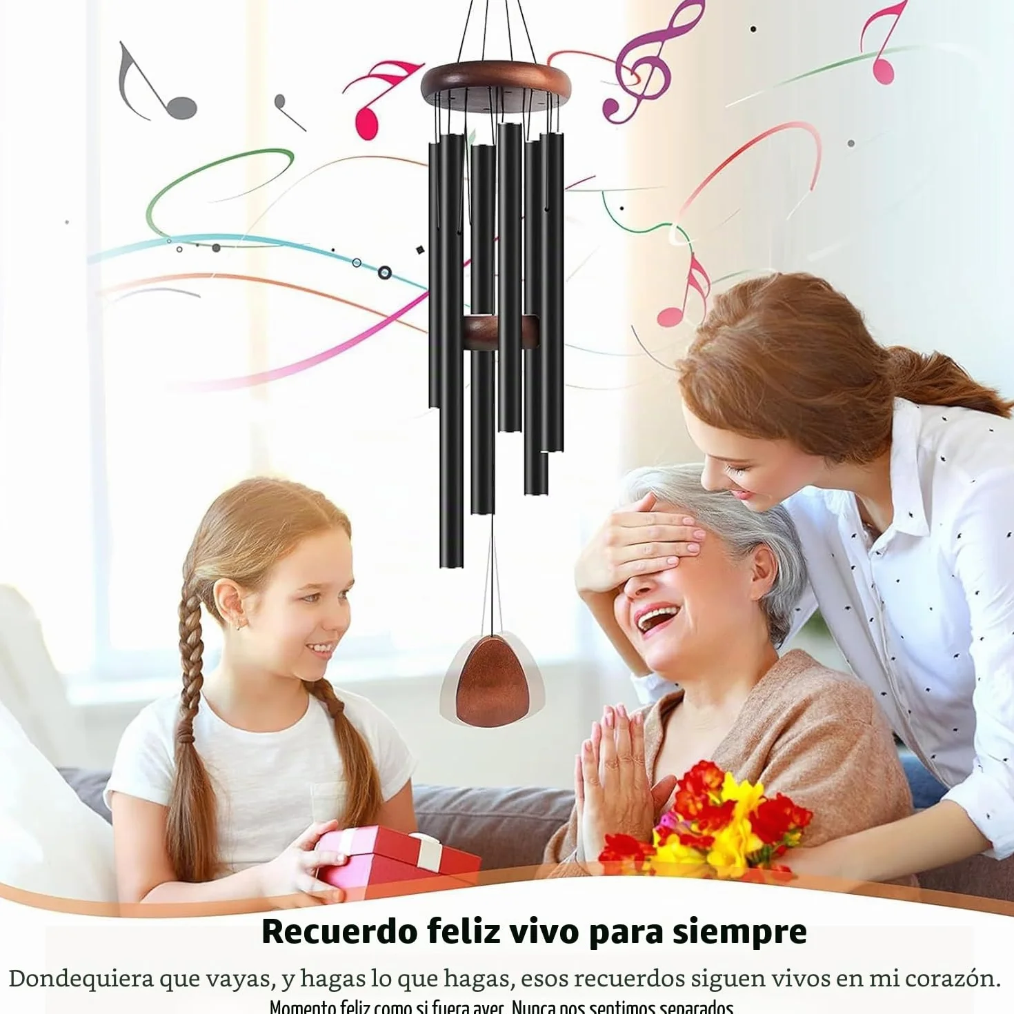 Campanas de Viento de Madera 26 Pulgadas conmemorativas para Exteriores Regalo de Condolencias
