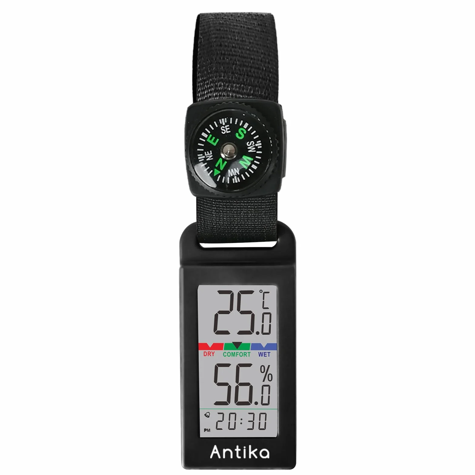 Termómetro Higrómetro Digital Antika con Brújula, Monitor de Temperatura y Humedad (Negro)