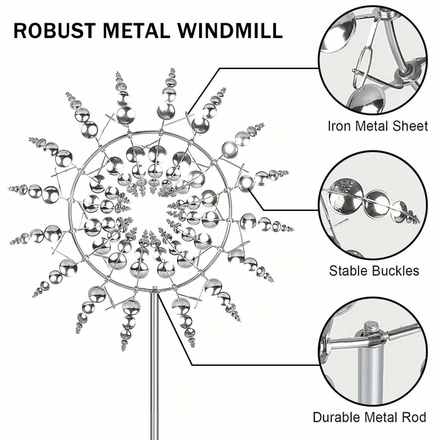 Molino de Viento Metálico 3D Kinetic Wind Spinner para Jardín
