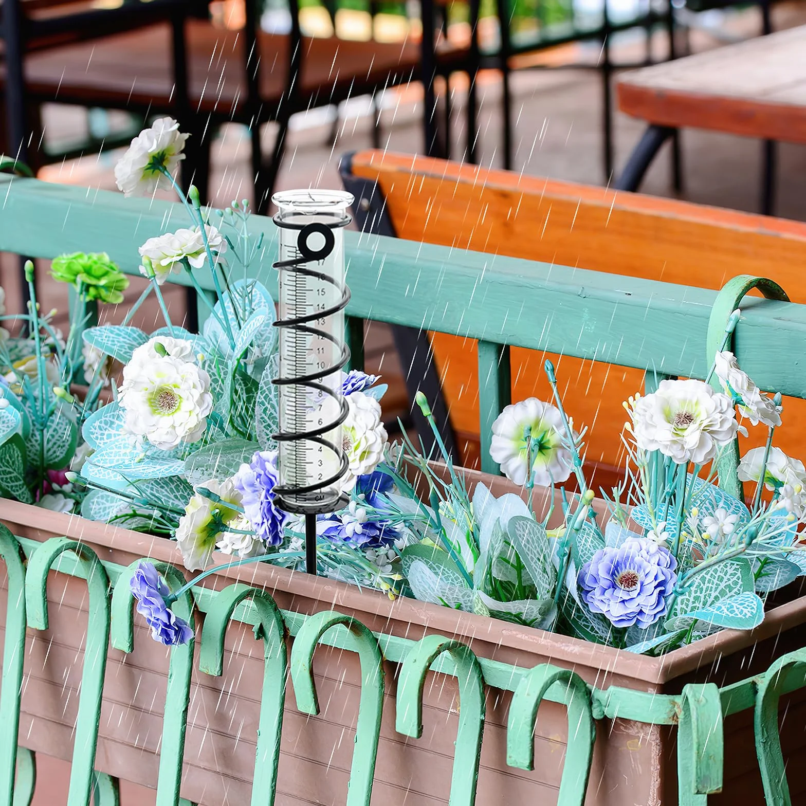 Pluviómetro extraíble con estaca de Metal en Espiral para jardín césped terraza