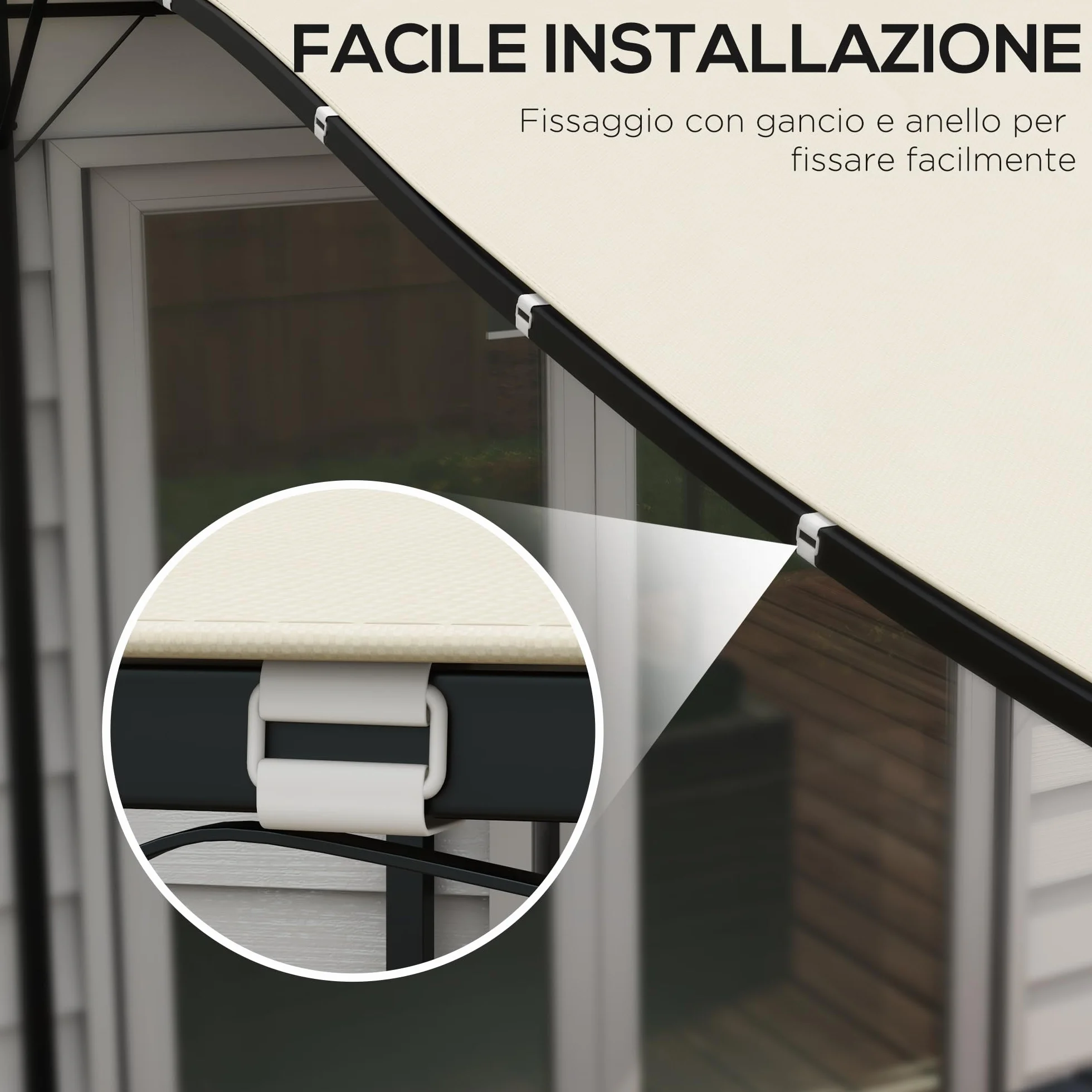 Outsunny Lona de Recambio para pérgola de jardín 3x3 m con 16 Agujeros de Drenaje, Ganchos y Anillas, Cubierta de poliéster para pérgola de Gazebo, Beige