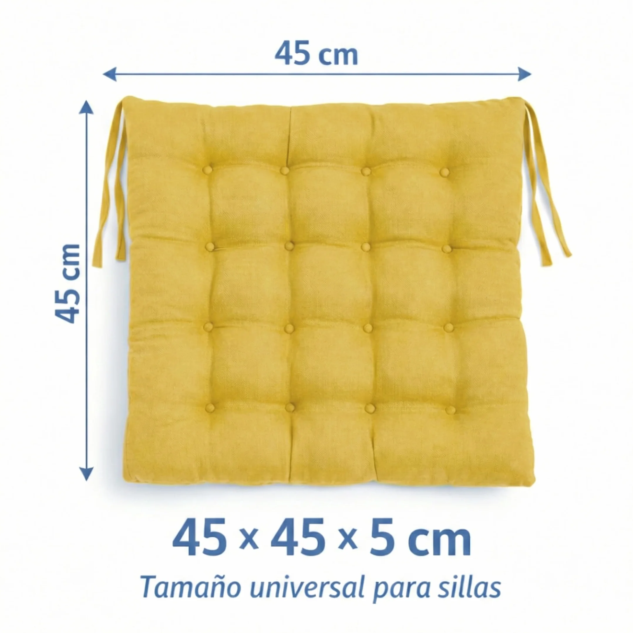 MANEMI Pack 4 Cojín para Silla 45x45x5 cm Repelente al Agua Fácil de Limpiar Cintas de sujeción Interior Exterior