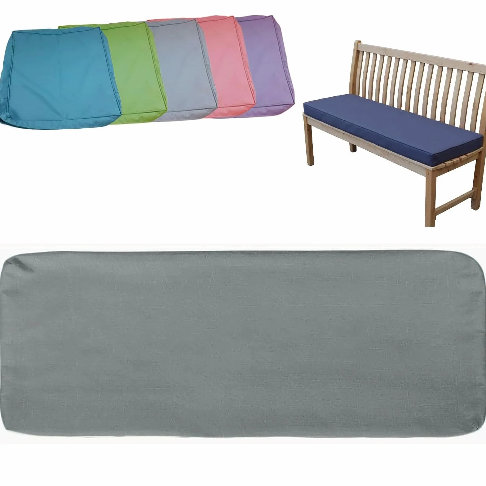 Genérico Funda de Cojín para Banco 150x40x5cm Lino Antideslizante Lavable 2 Correas Repuesto