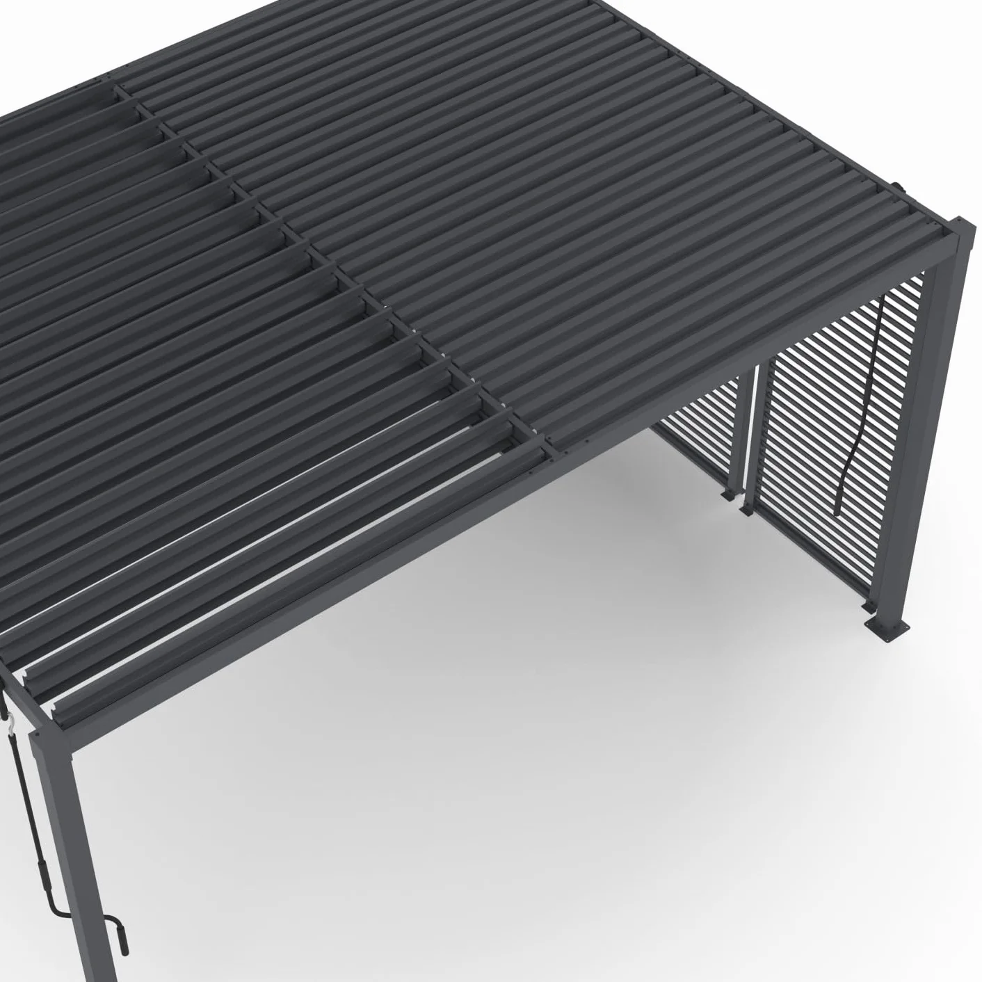 Pérgola bioclimática acero 3x4 M persianas horizontales gris antracita
