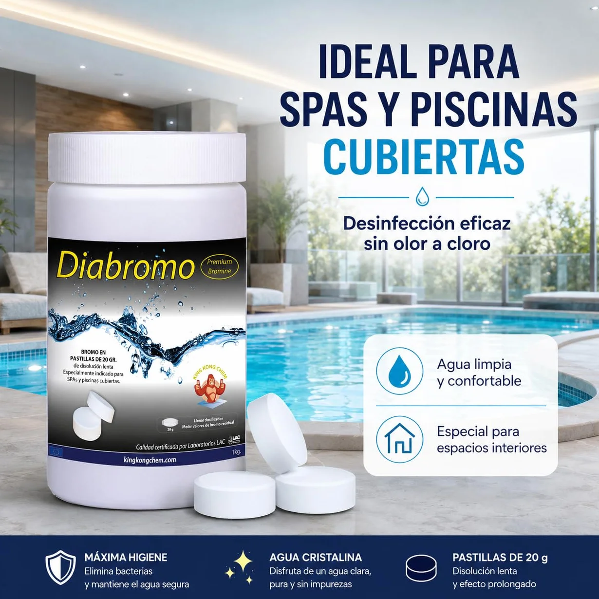 Diabromo 1 kg - Bromo Desinfectante para SPA y Piscinas Cubiertas