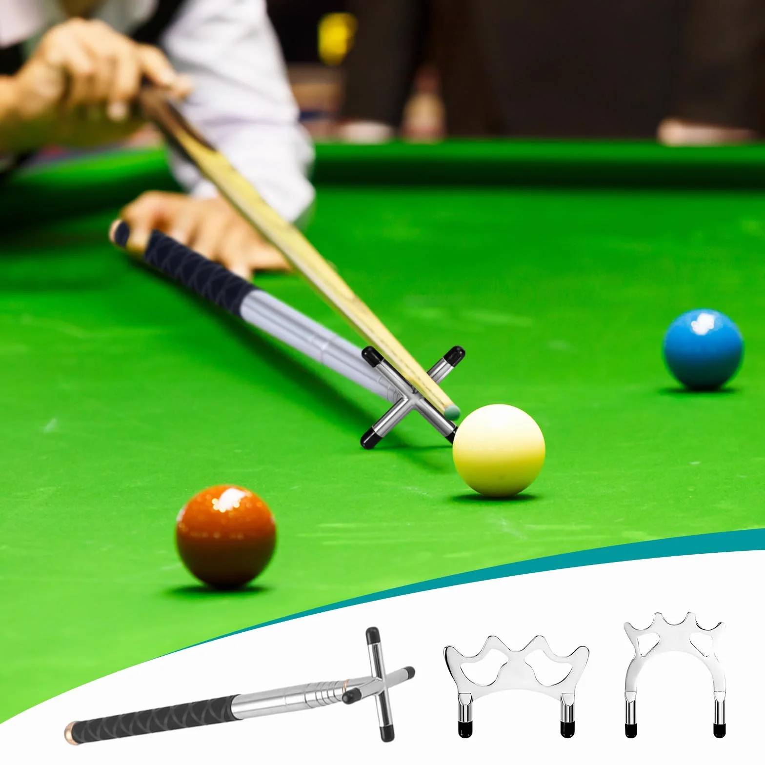 Fityle Puente de billar desmontable latón accesorios palo retráctil mesa snooker juego competición