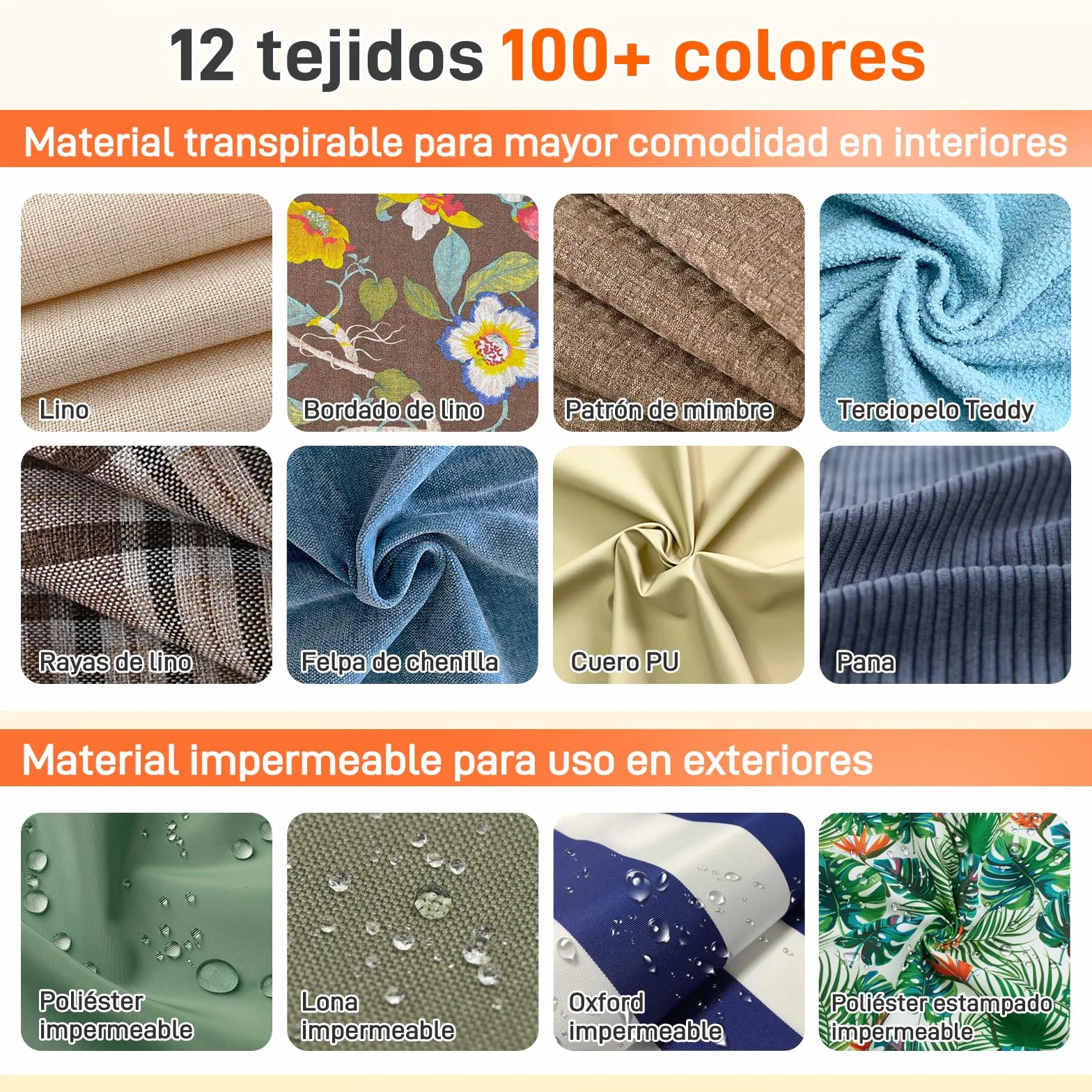 Cojines para Banco a Medida con Funda Desenfundable y Espuma 75D Impermeable Jardín Terraza